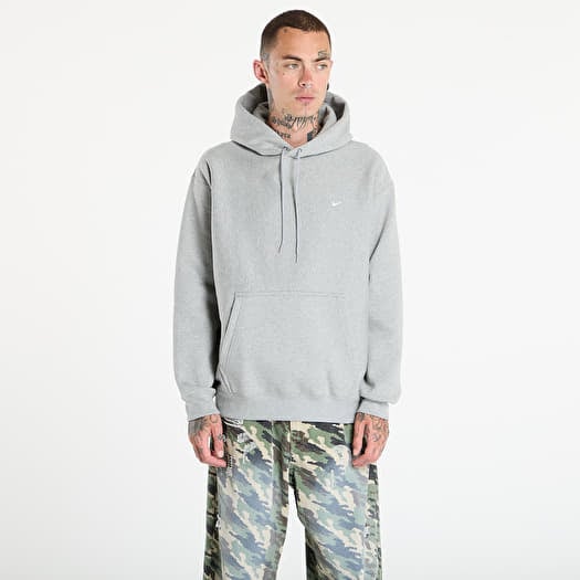 Nike Solo Swoosh Men's Pullover Hoodie Dk Grey Heather/ Lt Smoke Grey/ White