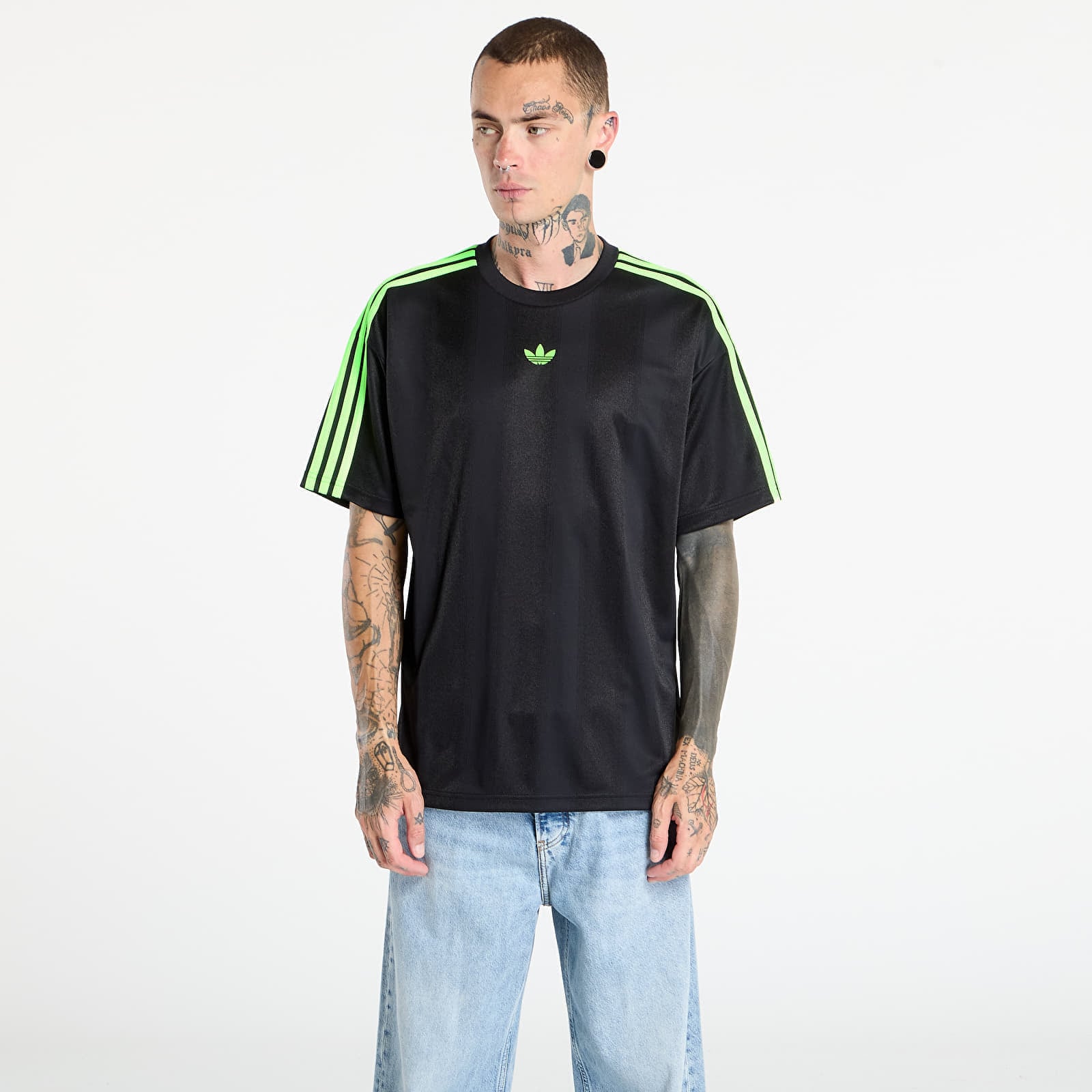 Tricou adidas Adicolor Jacquard Jersey Black / Signal Green S