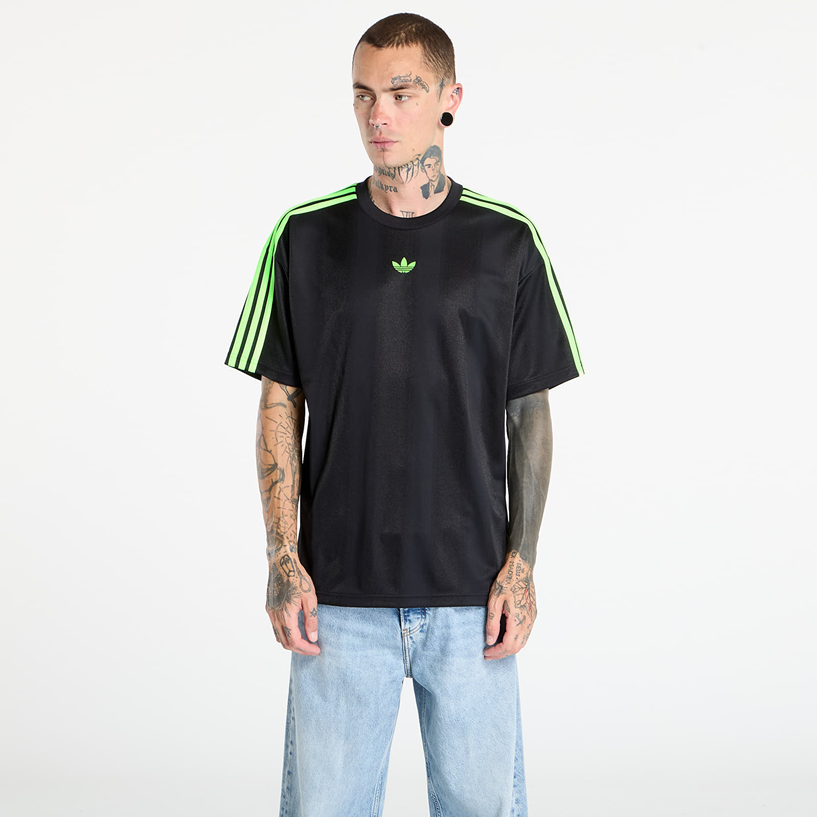 Camisetas adidas Adicolor Jacquard Jersey Black / Signal Green