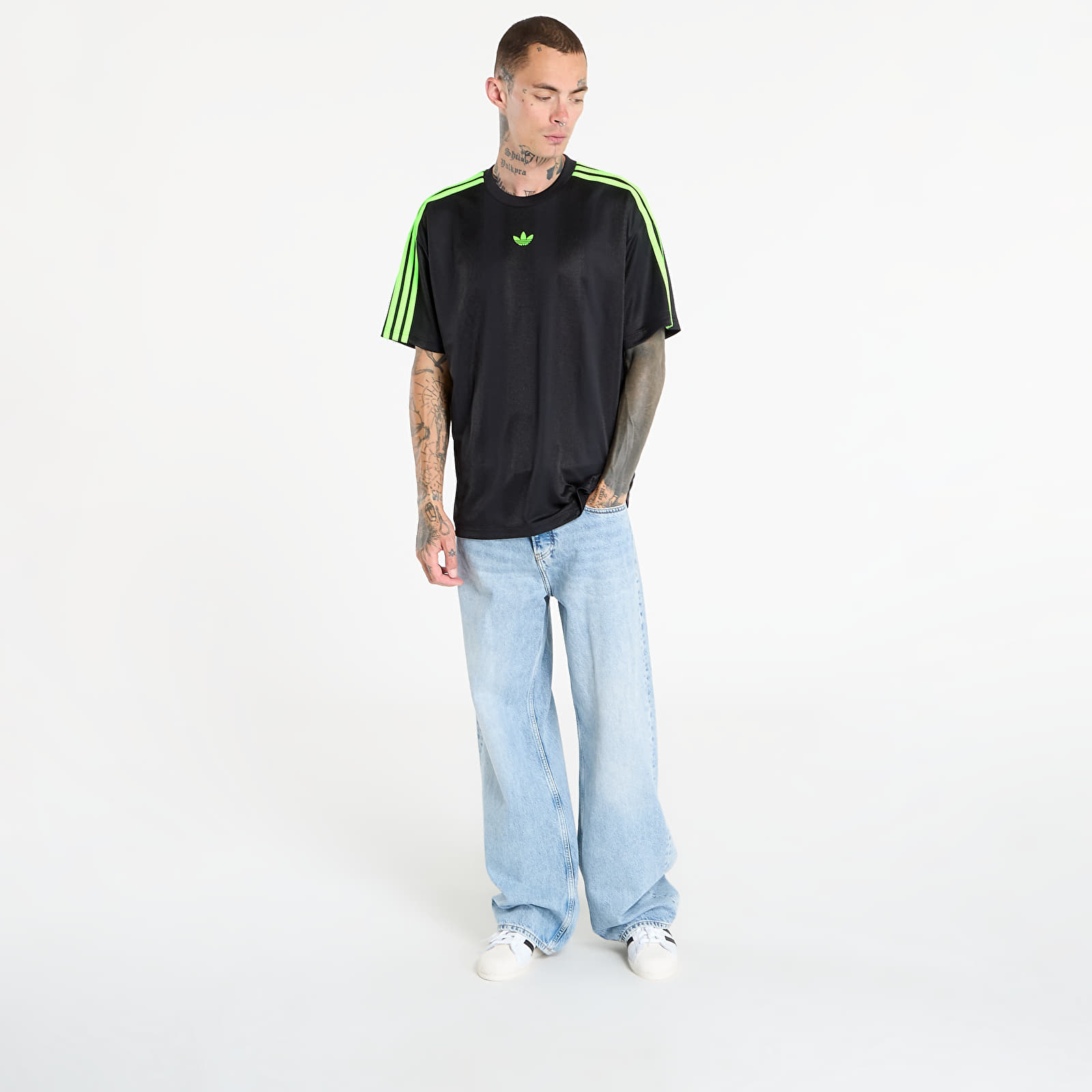 Camisetas adidas Adicolor Jacquard Jersey Black / Signal Green