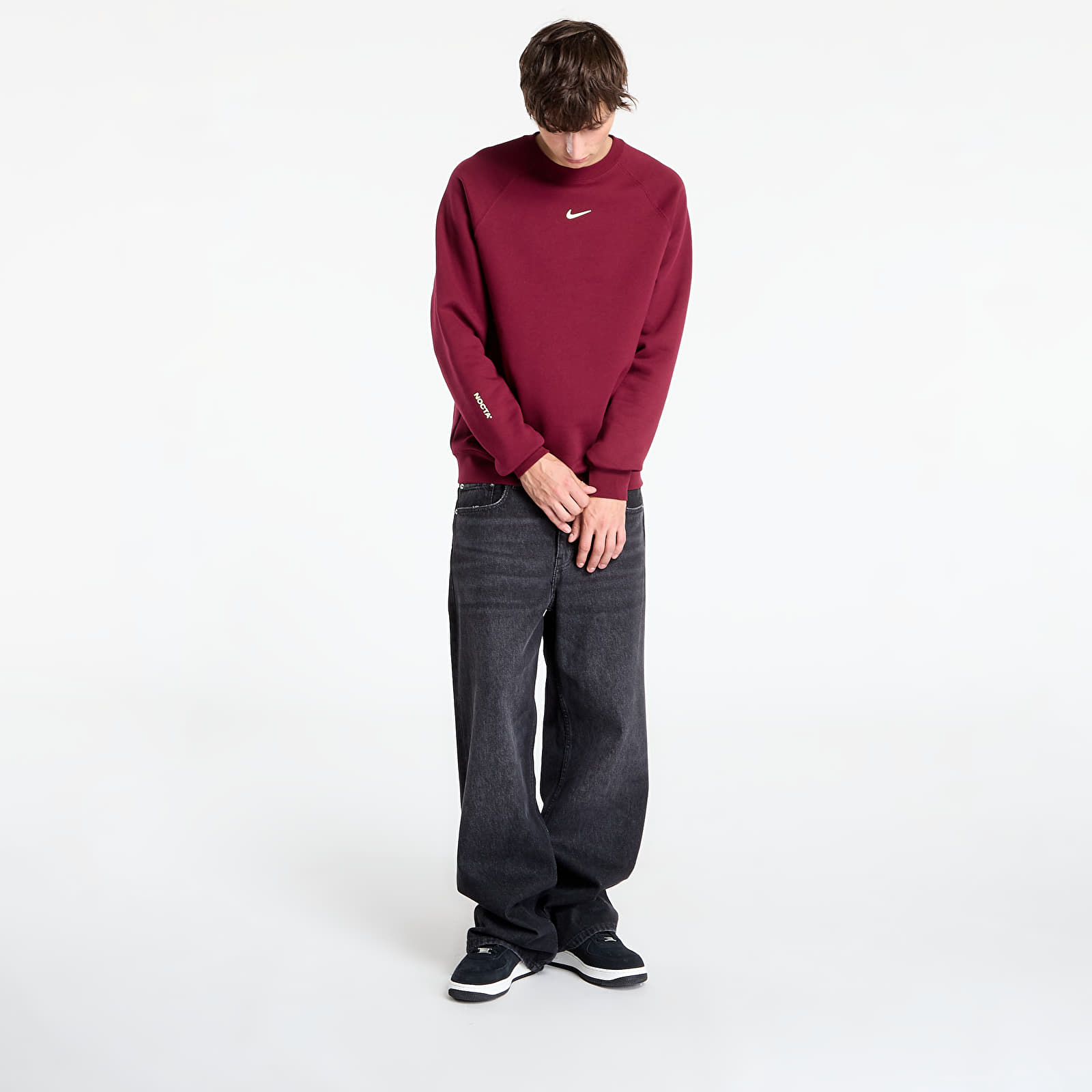 Mikiny NOCTA Men's Fleece CS Crew Dark Beetroot/ Citron Tint