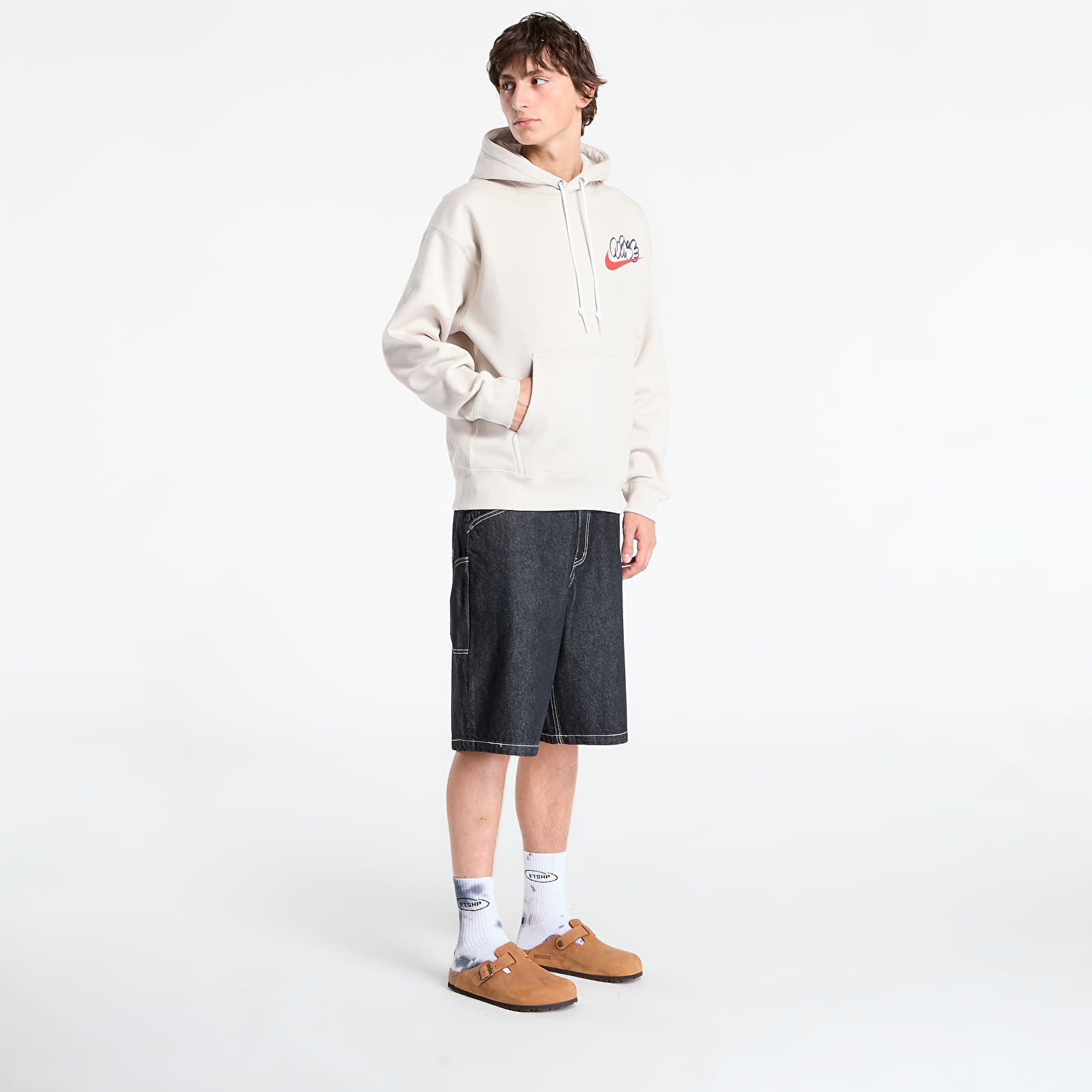 Pánské mikiny Nike Solo Swoosh Men's Fleece Hoodie Lt Orewood Brn