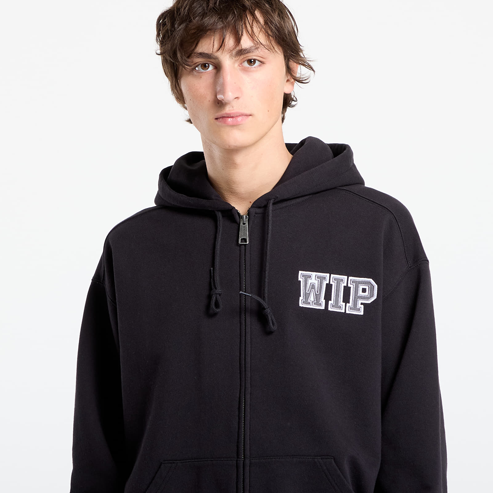Mikiny Carhartt WIP Hooded Mini Wip Sweat Jacket Black Stone Washed