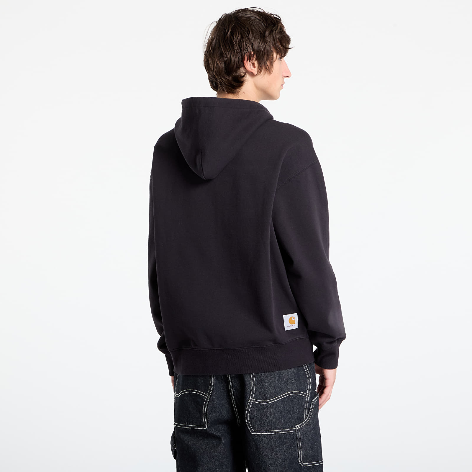 Mikiny Carhartt WIP Hooded Mini Wip Sweat Jacket Black Stone Washed