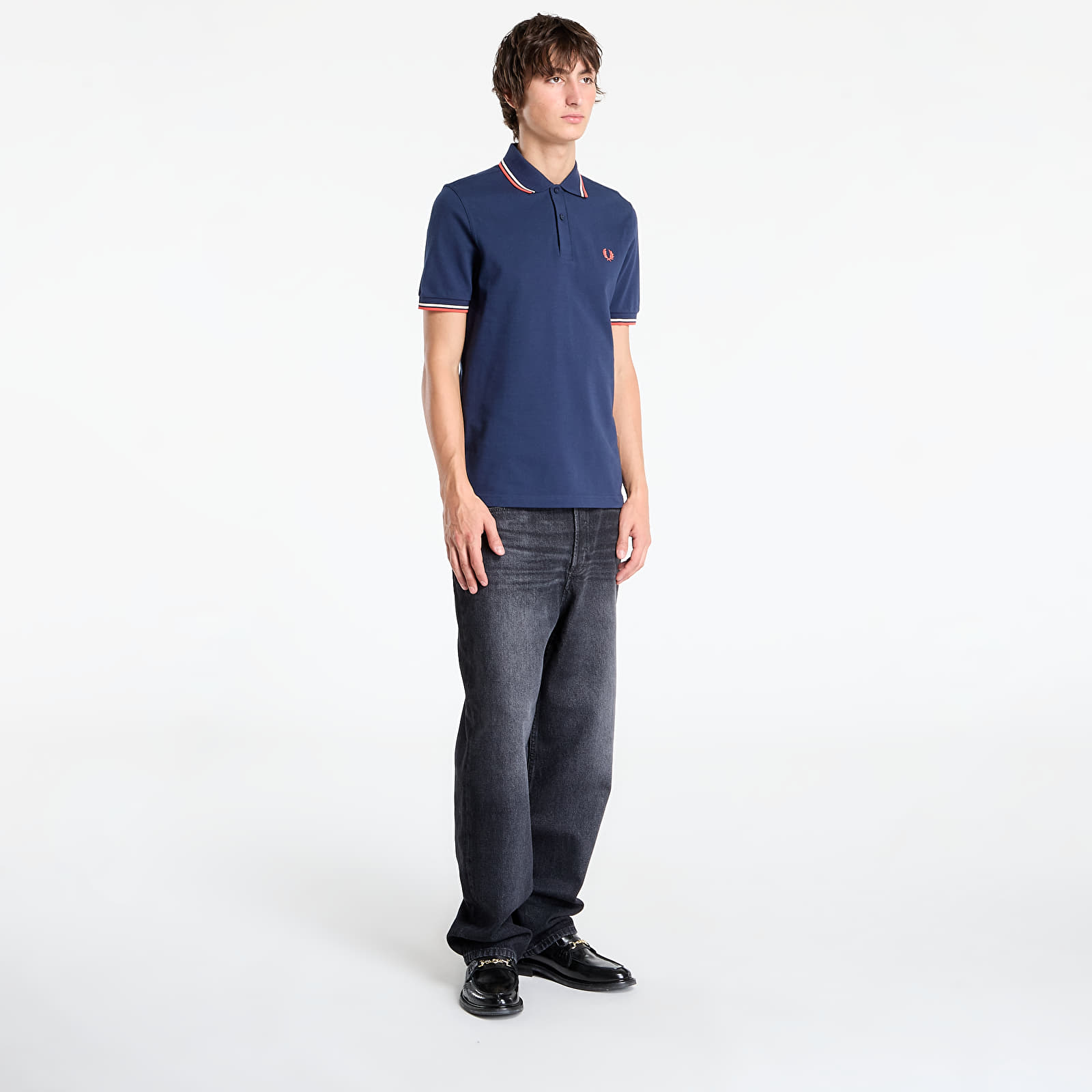 Trička FRED PERRY Twin Tipped Fred Perry Shirt Tnsblu/ Slkp/ Flam