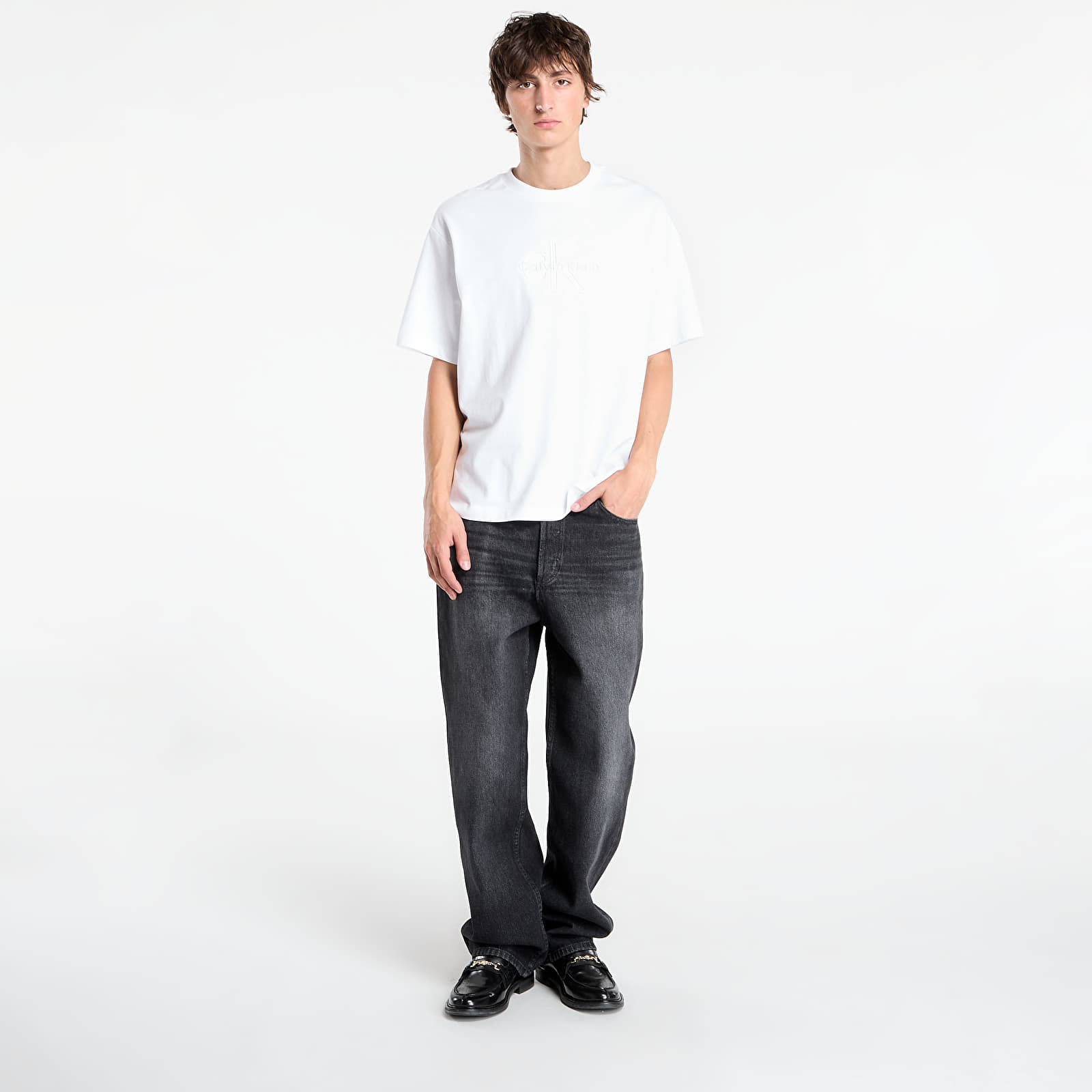 Marškinėliai Calvin Klein Hi Low Emb 16S Jersey Tee White