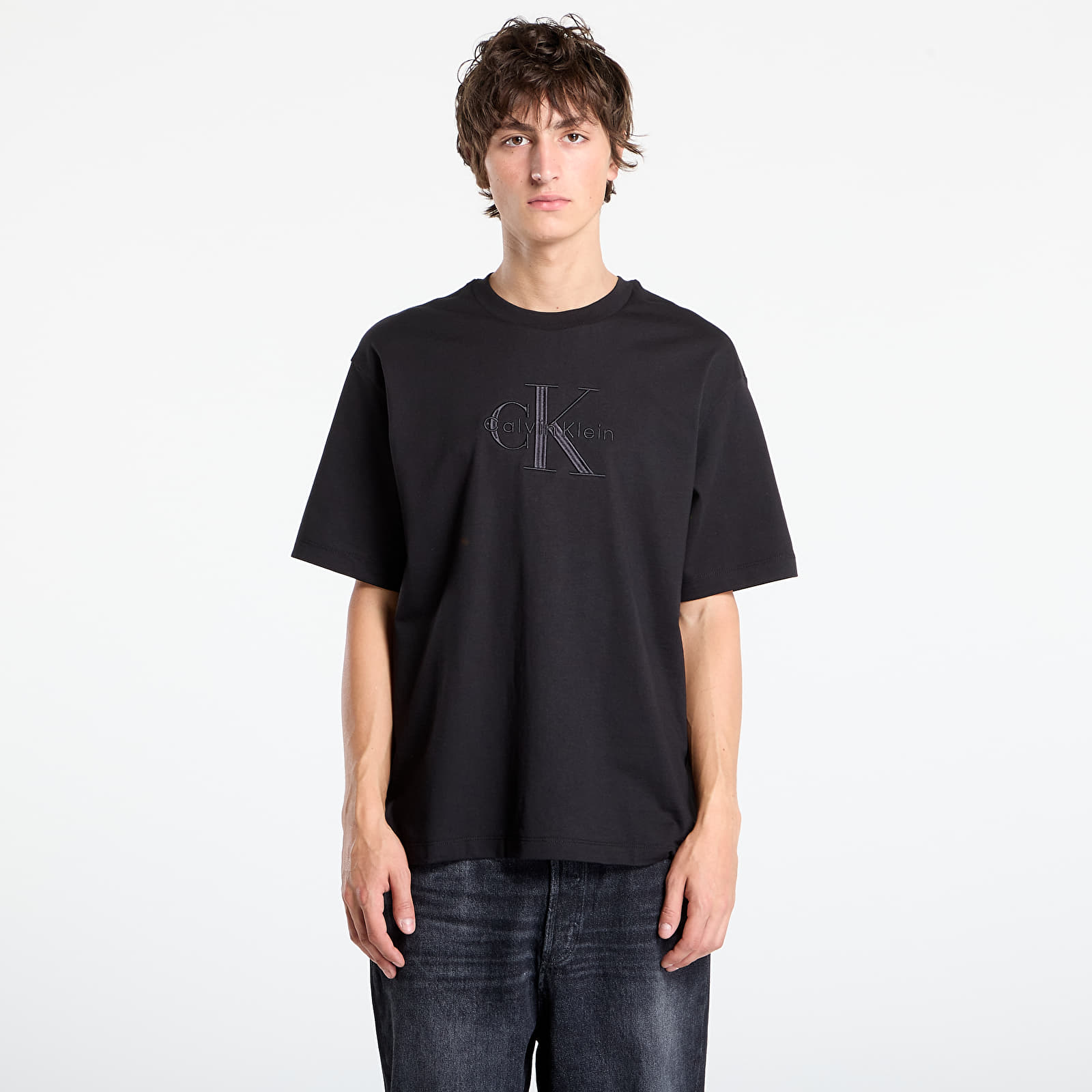 Majice T-shirt Calvin Klein Hi Low Emb 16S Jersey Tee Black