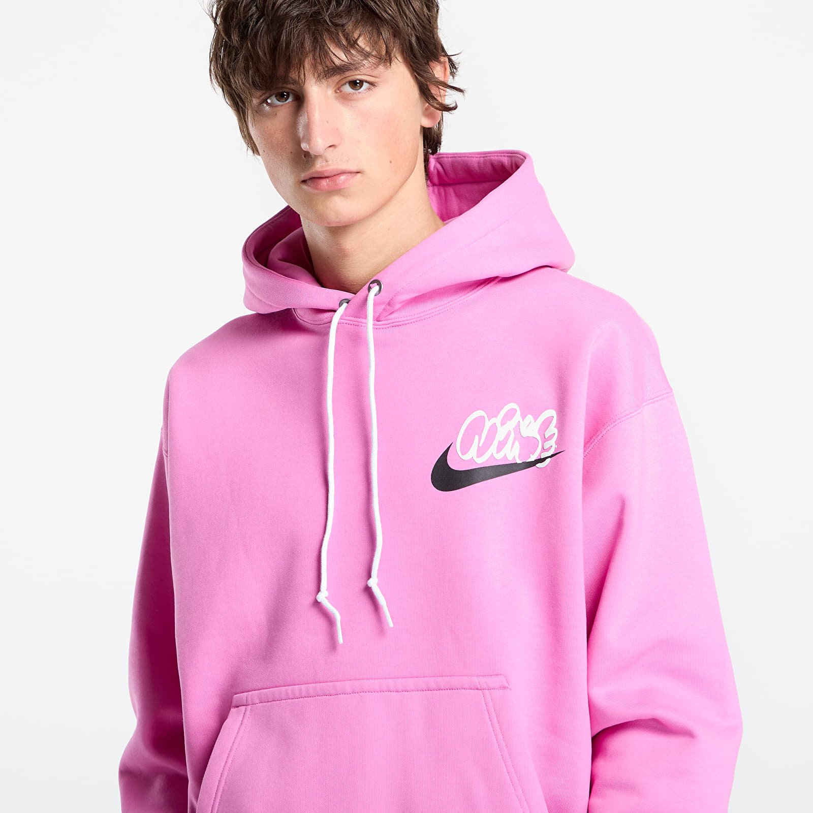 Mikiny Nike Solo Swoosh Men's Fleece Hoodie Playful Pink