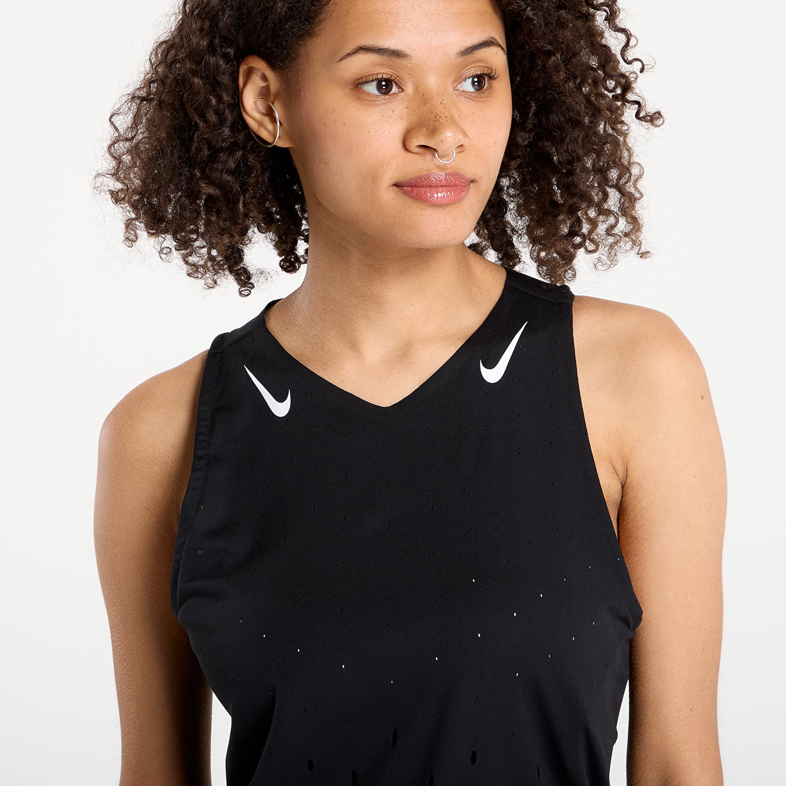 Liemenės Nike AeroSwift Women's Dri-FIT ADV Running Singlet Black/ White/ White