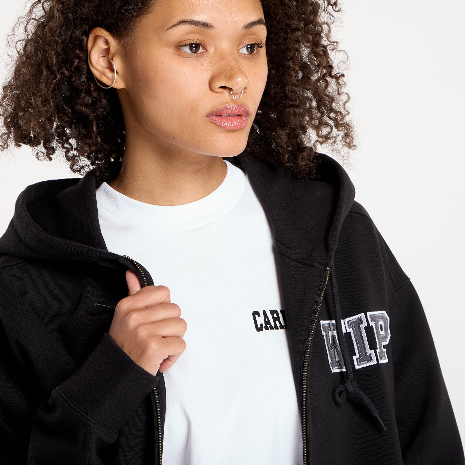 Mikiny Carhartt WIP Hooded Mini Wip Sweat Jacket Black Stone Washed