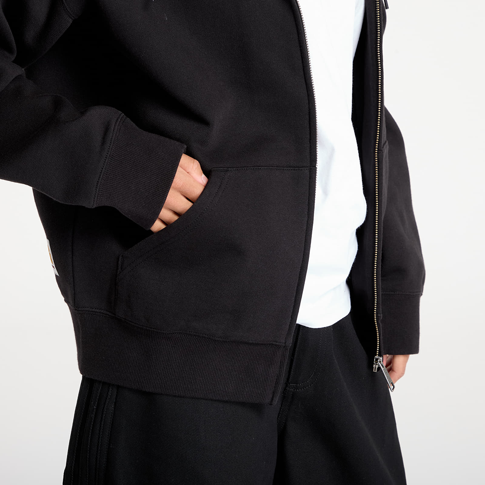 Mikiny Carhartt WIP Hooded Mini Wip Sweat Jacket Black Stone Washed