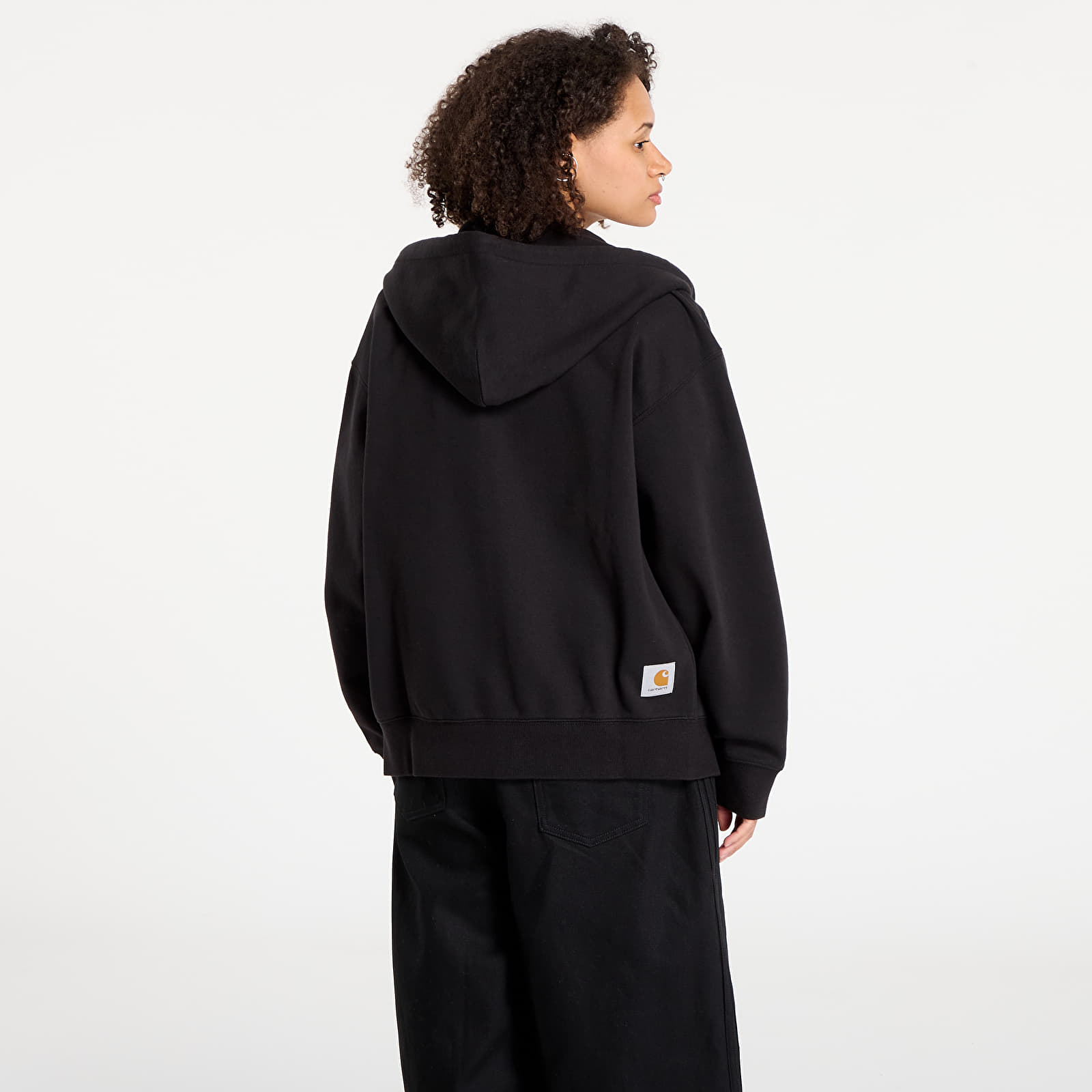 Mikiny Carhartt WIP Hooded Mini Wip Sweat Jacket Black Stone Washed