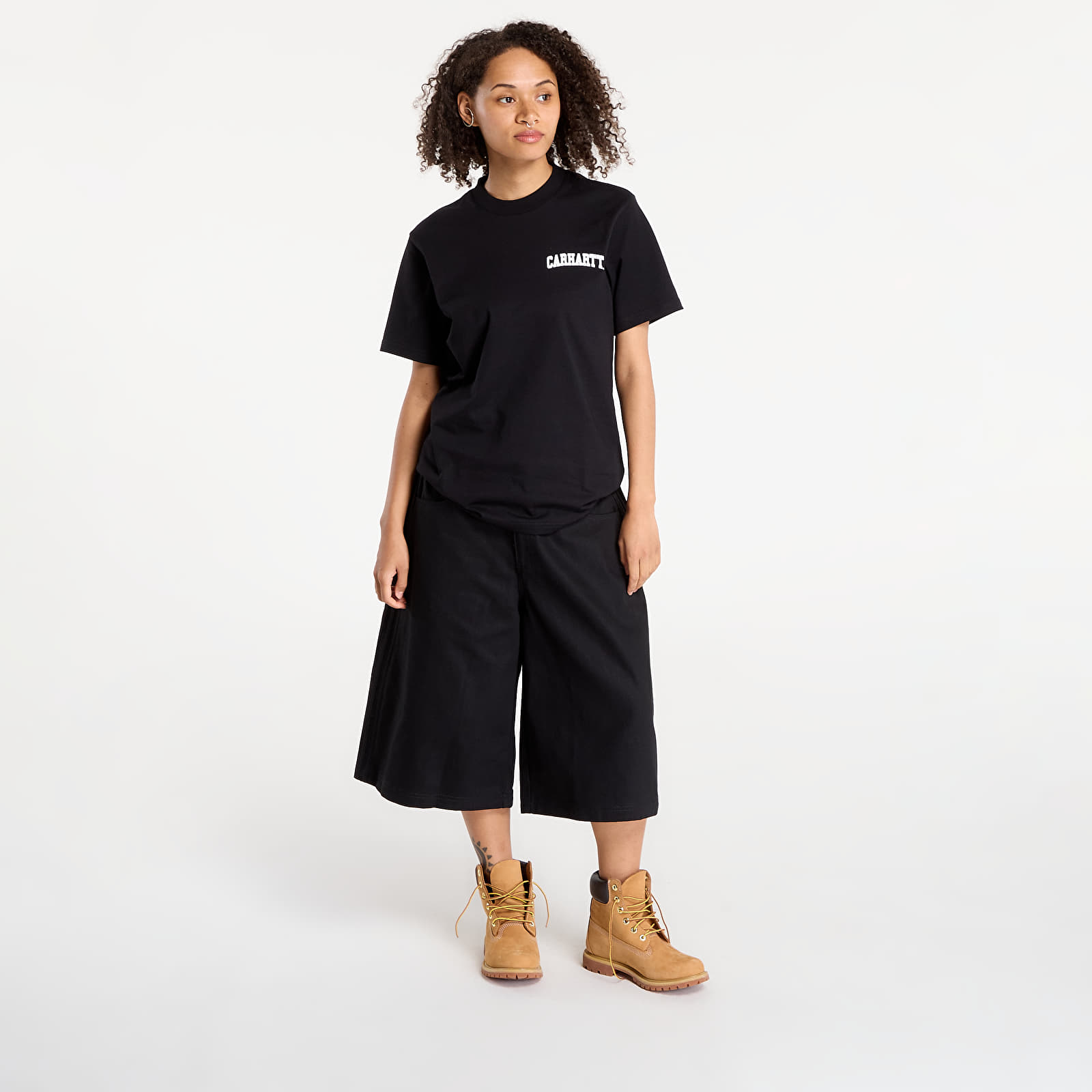 Marškinėliai Carhartt WIP S/S University Script T-Shirt UNISEX Black/ White