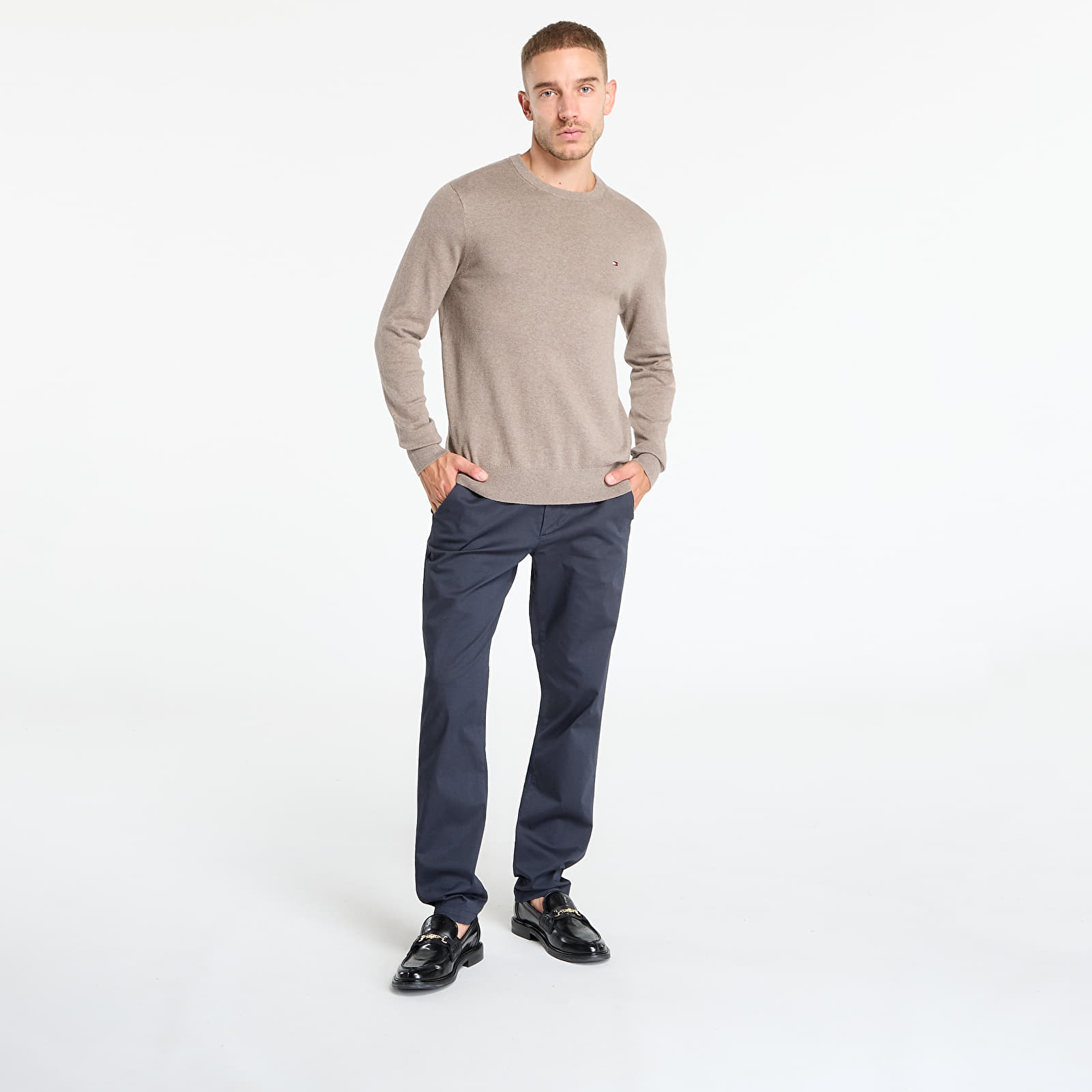 Gensere for menn Tommy Hilfiger Pima Org Ctn Cashmere Crew Neck Coastal Taupe Heather