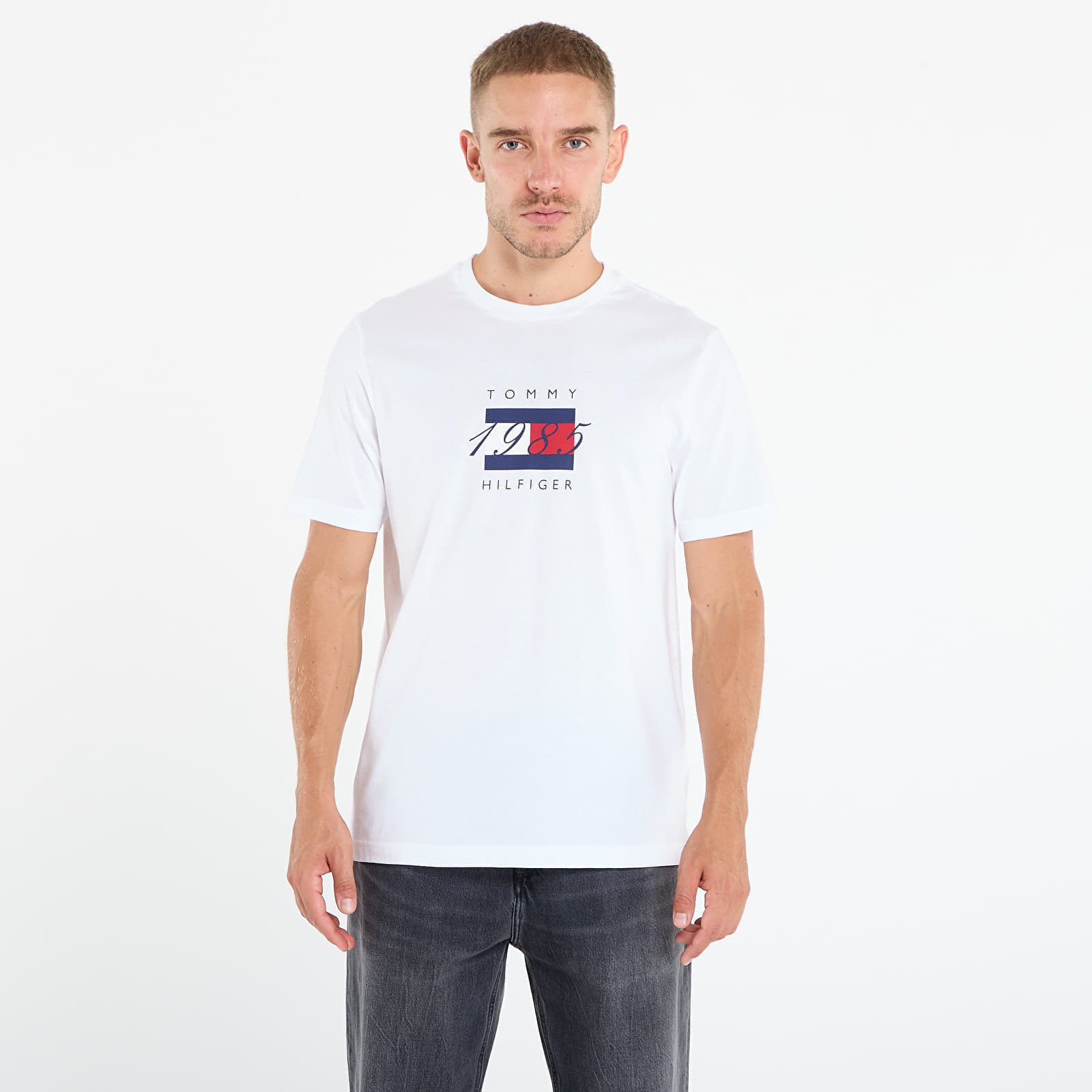 Póló Tommy Hilfiger Linear Flag Graphic Tee White XL
