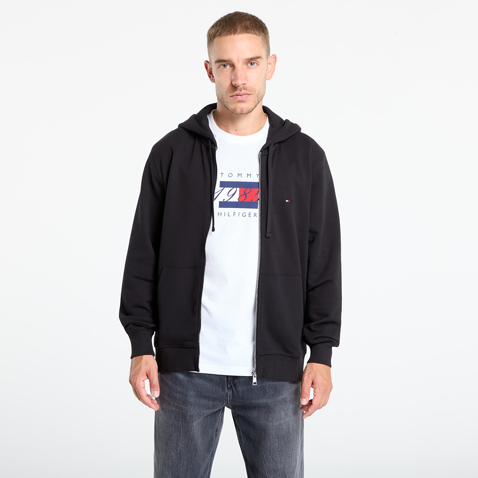 Men's hoodies Tommy Hilfiger Essential Terry Zip Through Black