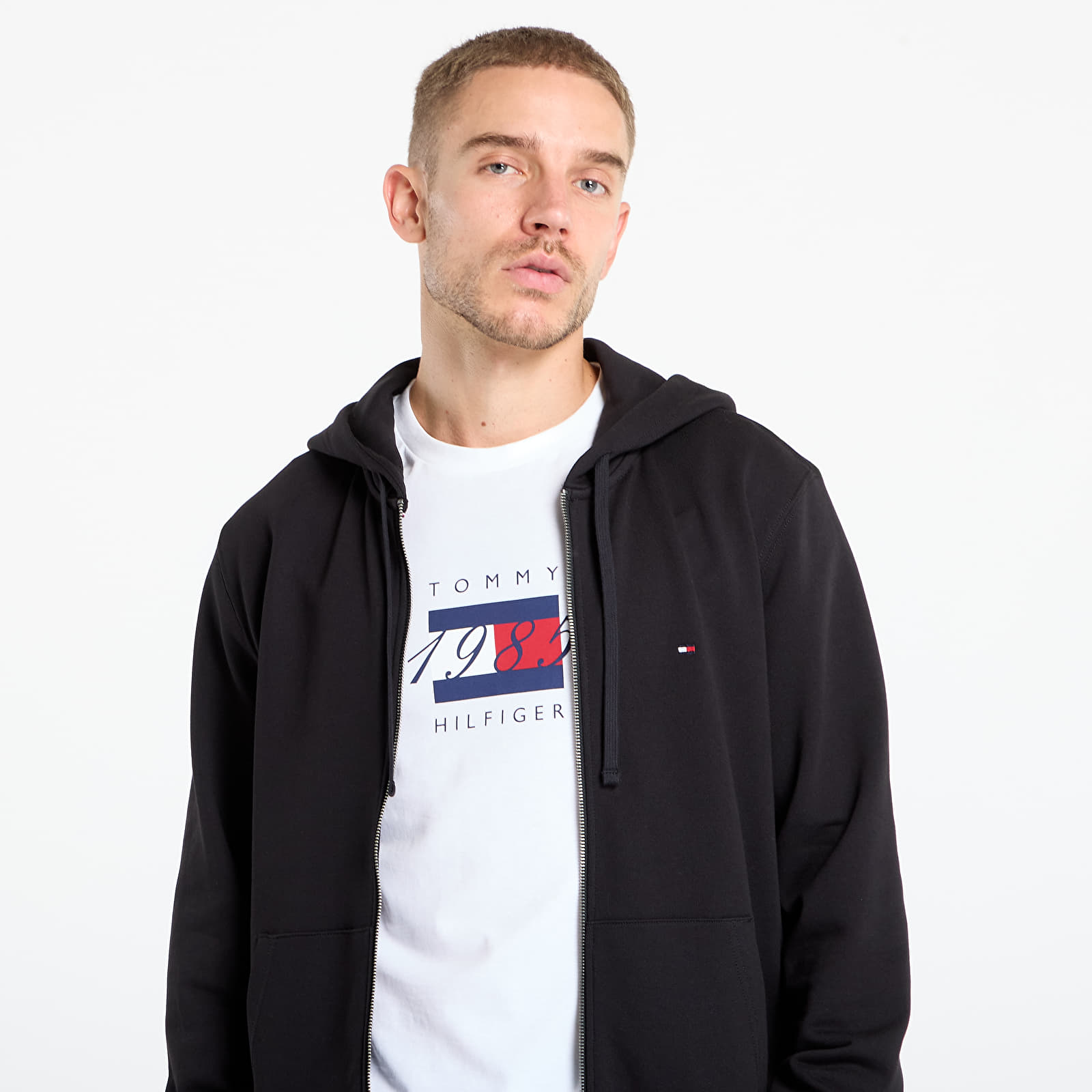 Men's hoodies Tommy Hilfiger Essential Terry Zip Through Black