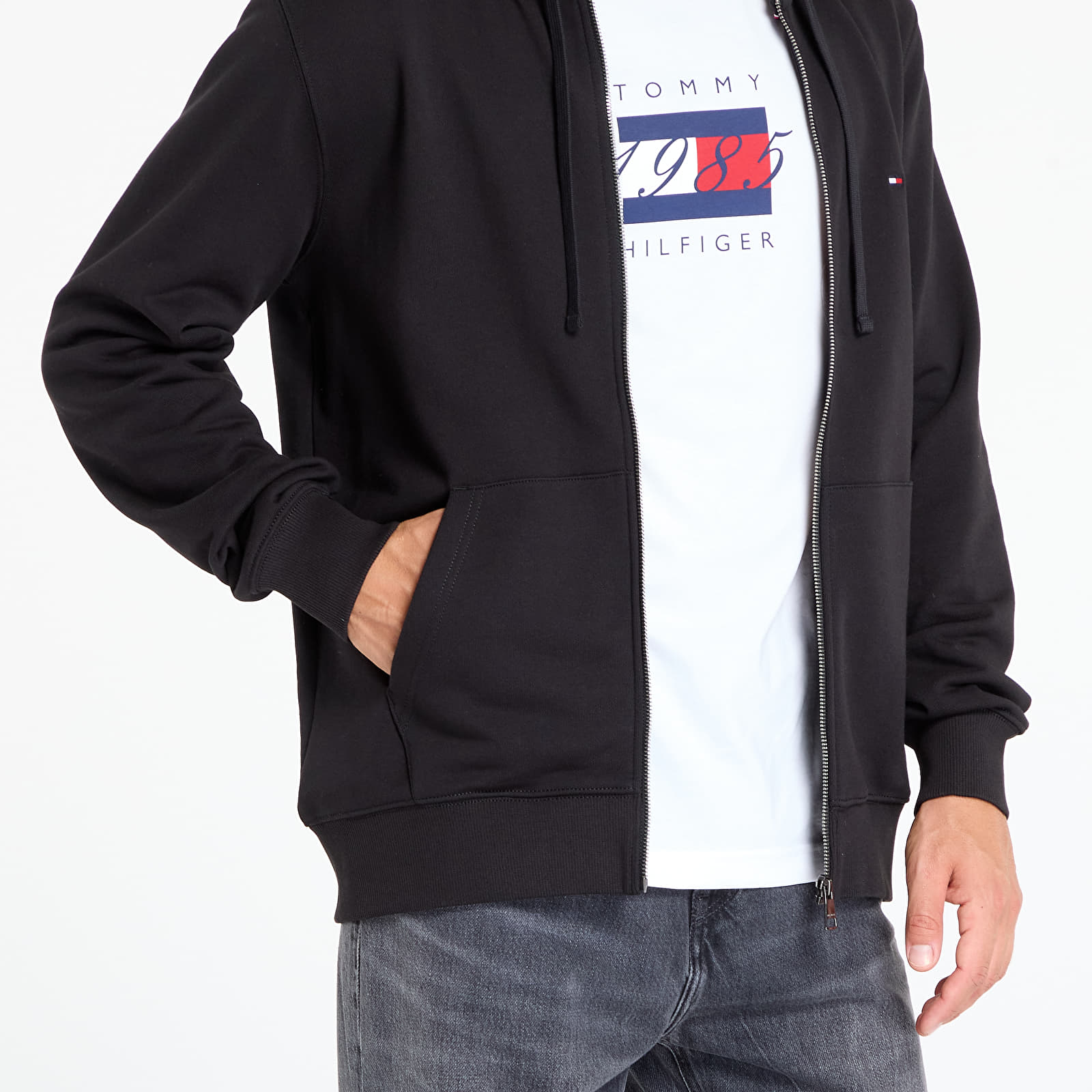Men's hoodies Tommy Hilfiger Essential Terry Zip Through Black