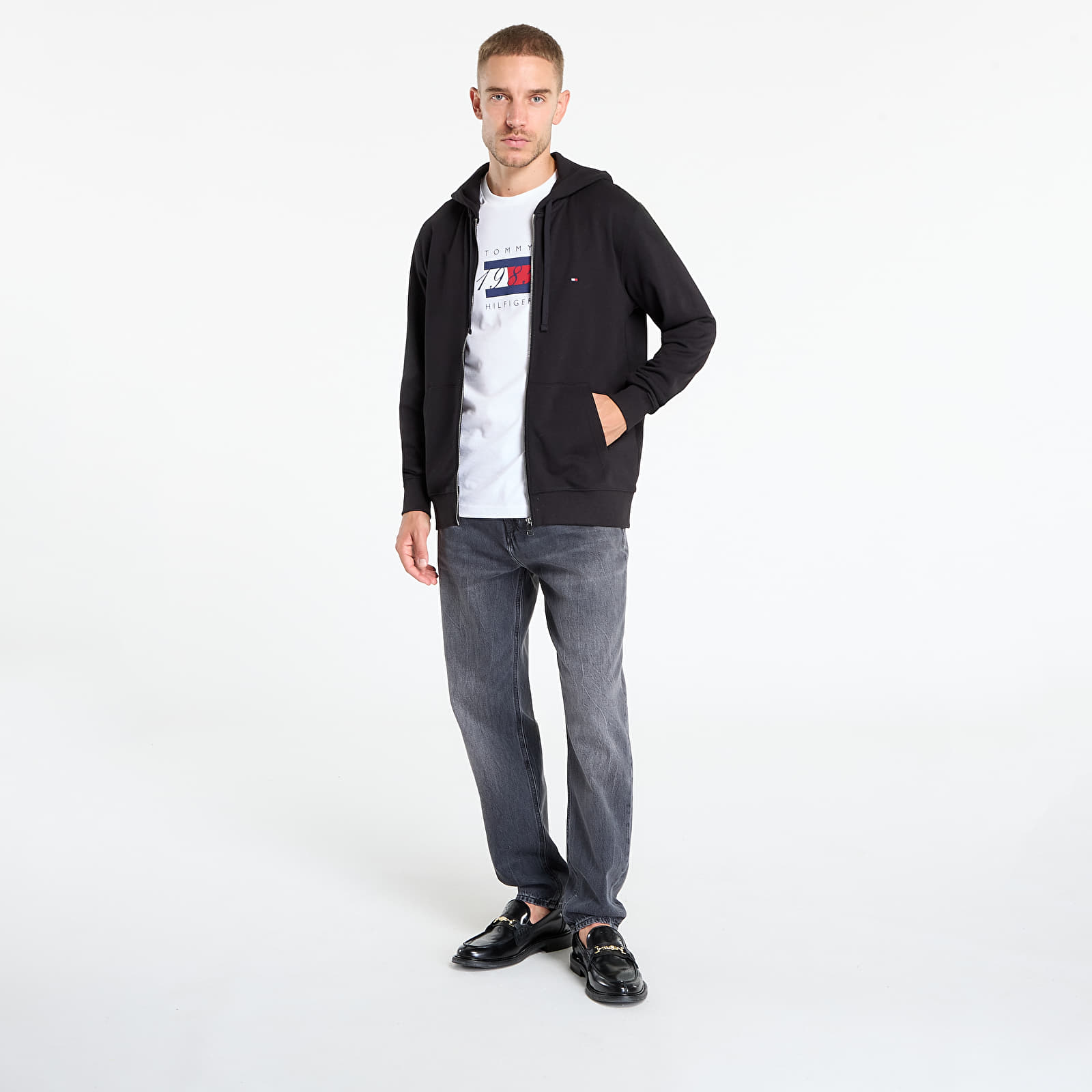 Men's hoodies Tommy Hilfiger Essential Terry Zip Through Black
