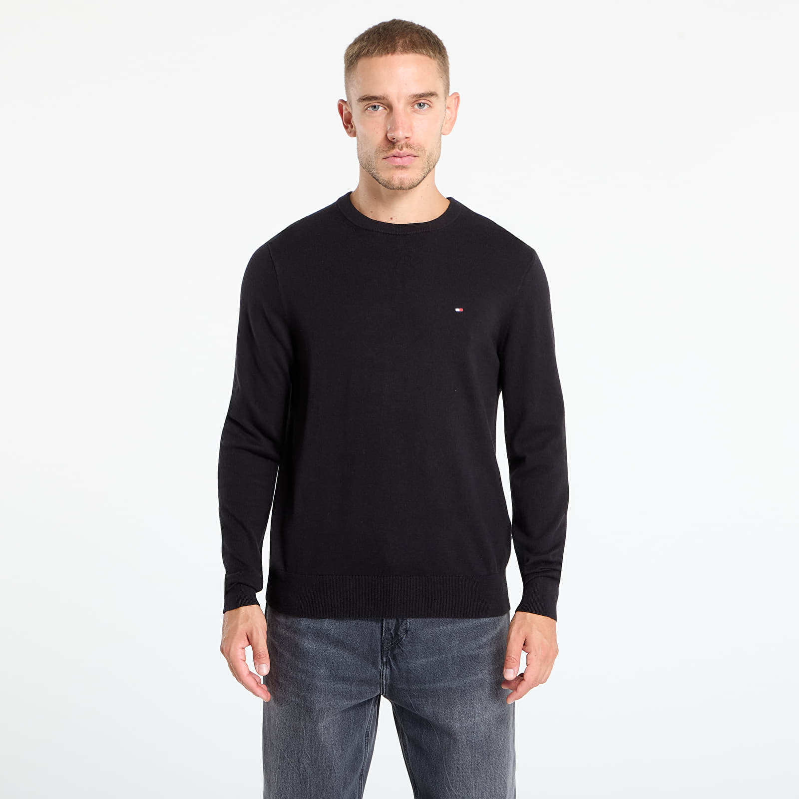 Gensere for menn Tommy Hilfiger Pima Org Cotton Cashmere Crew Neck Black