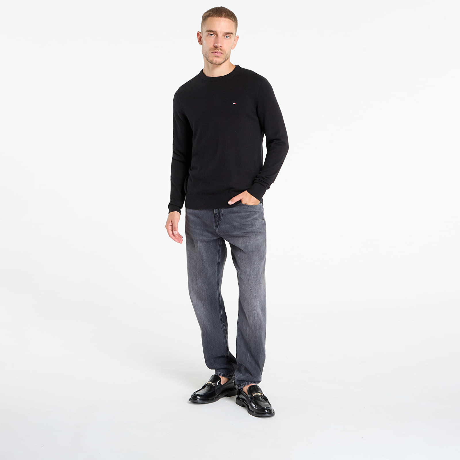 Gensere for menn Tommy Hilfiger Pima Org Cotton Cashmere Crew Neck Black