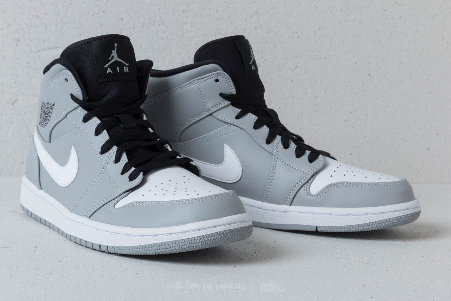 Jordan 1 mid wolf grey white black sales