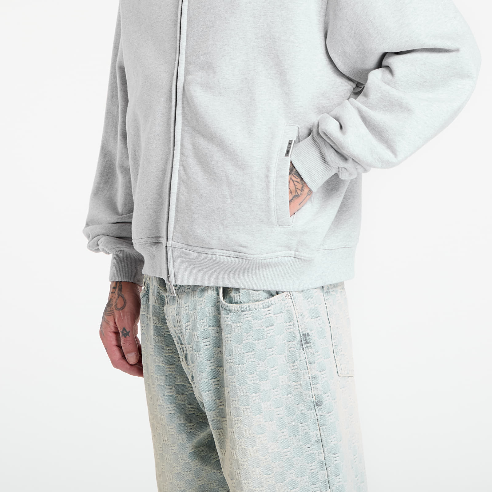 Džemperiai su gobtuvais ir džemperiai REPRESENT Owners Club Zip Hoodie Ash Grey/ Black