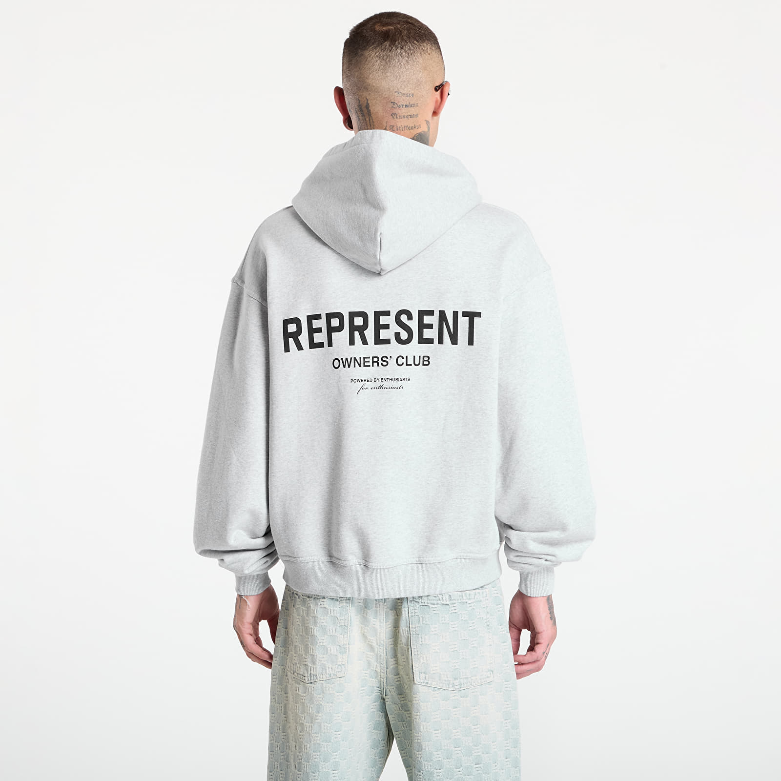 Džemperiai su gobtuvais ir džemperiai REPRESENT Owners Club Zip Hoodie Ash Grey/ Black