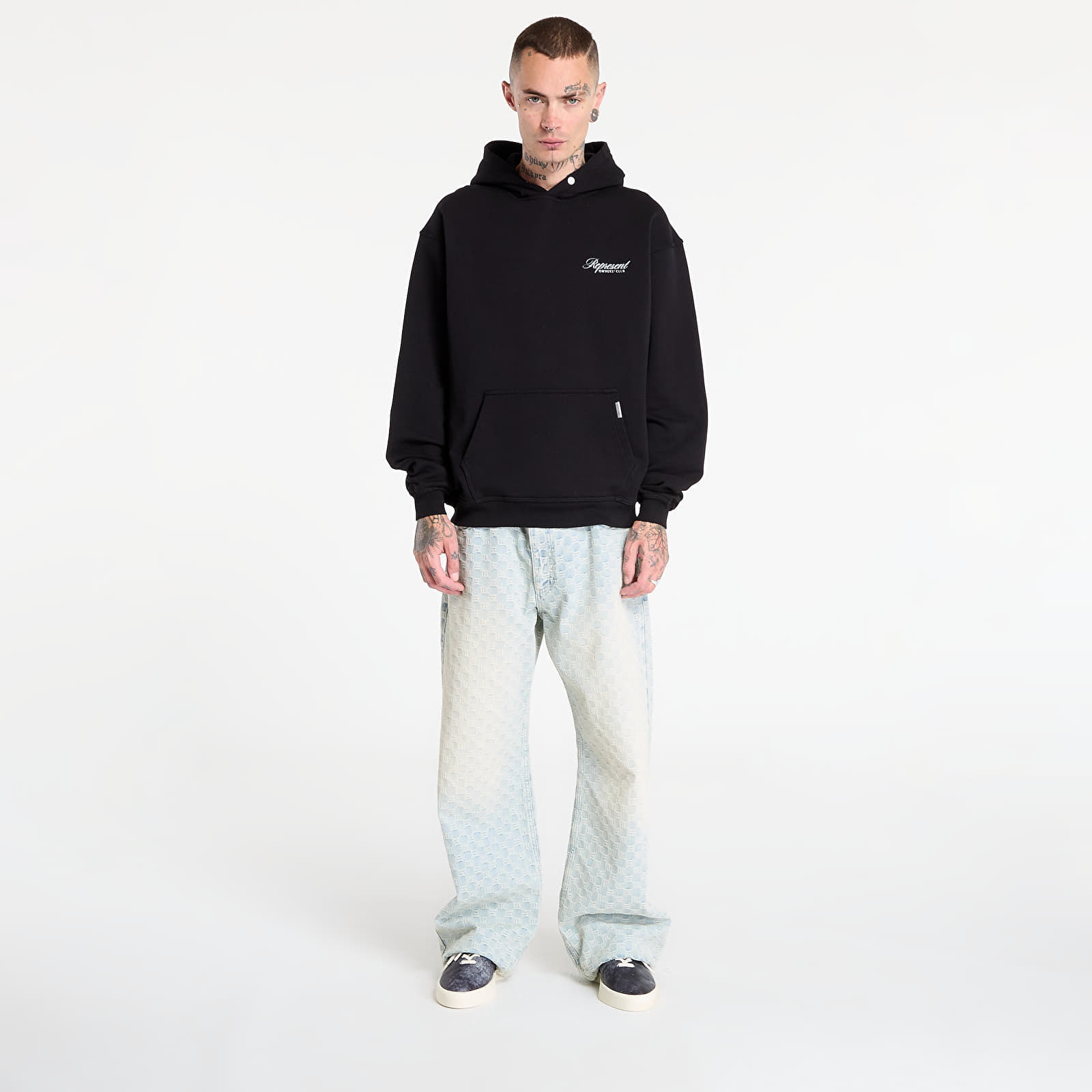 Mikinas ar kapuci un sporta krekli REPRESENT Represent Owners Club Script Hoodie Black