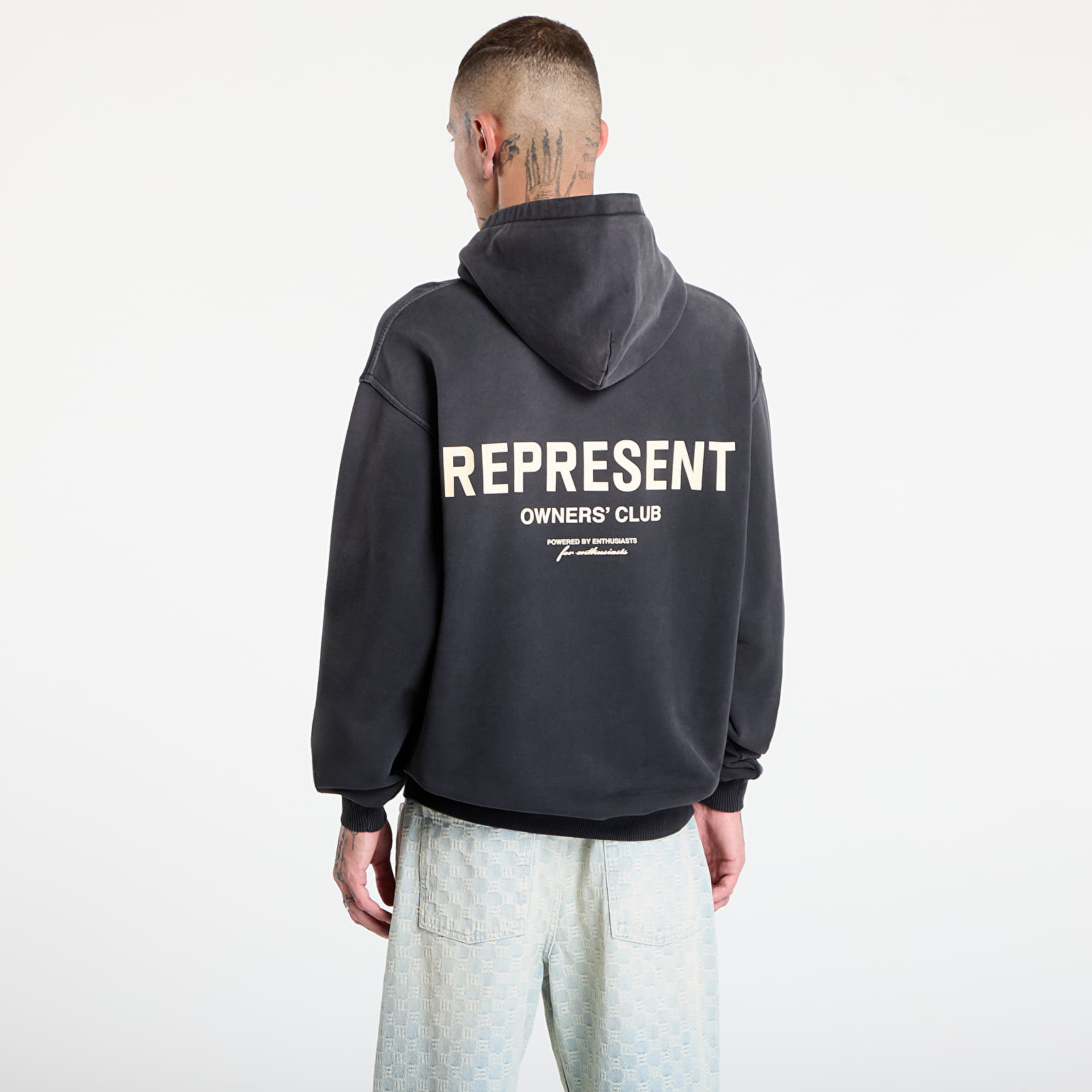 Džemperiai su gobtuvais ir džemperiai REPRESENT Owners Club Hoodie Aged Black