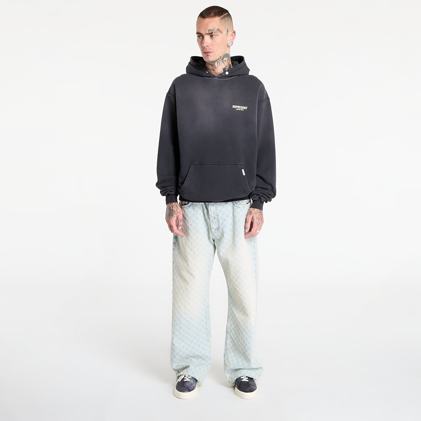 Džemperiai su gobtuvais ir džemperiai REPRESENT Owners Club Hoodie Aged Black