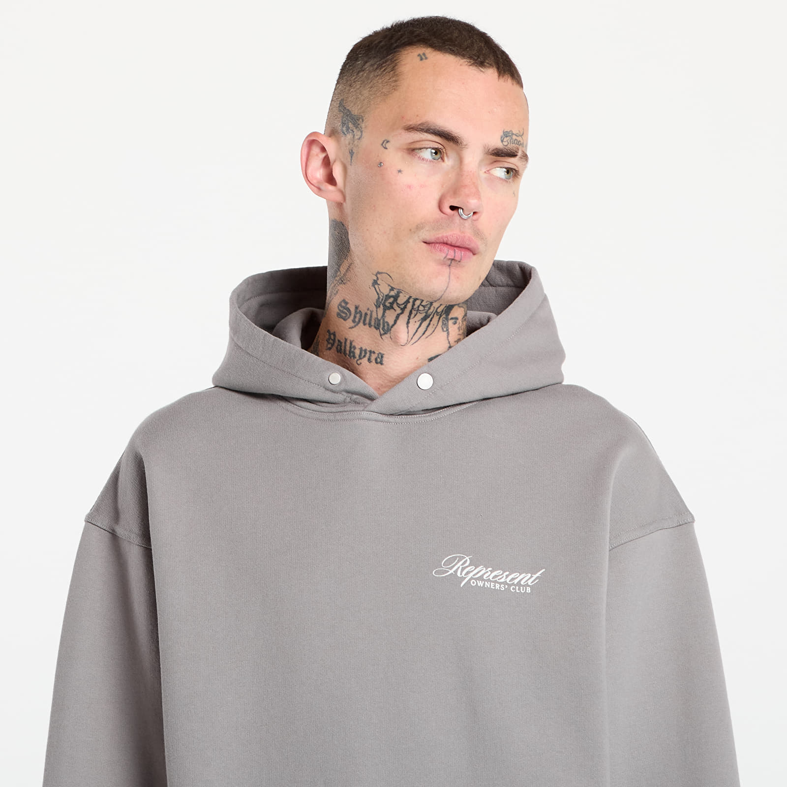 Džemperiai su gobtuvais ir džemperiai REPRESENT Owners Club Script Hoodie Slate