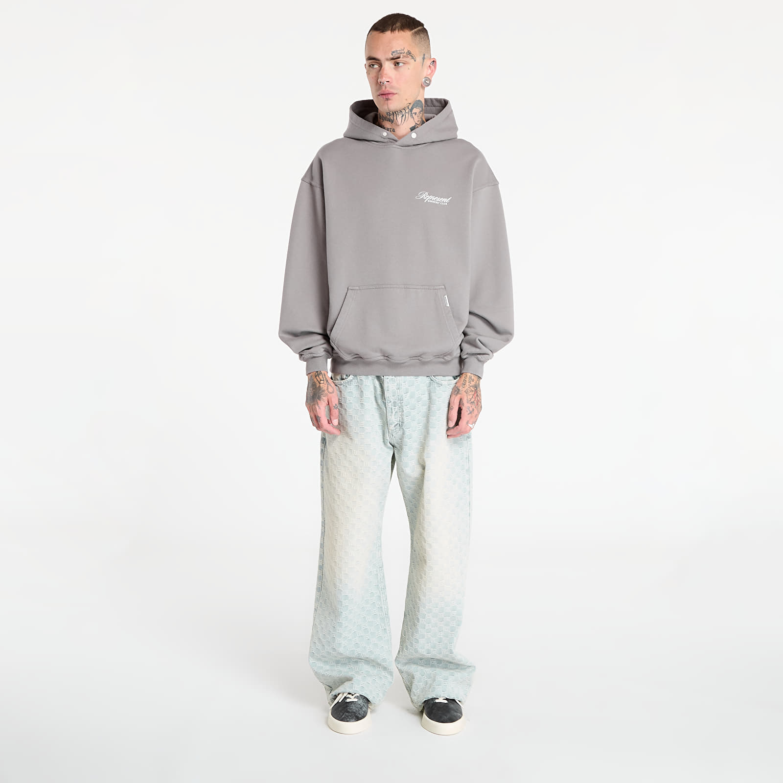 Džemperiai su gobtuvais ir džemperiai REPRESENT Owners Club Script Hoodie Slate