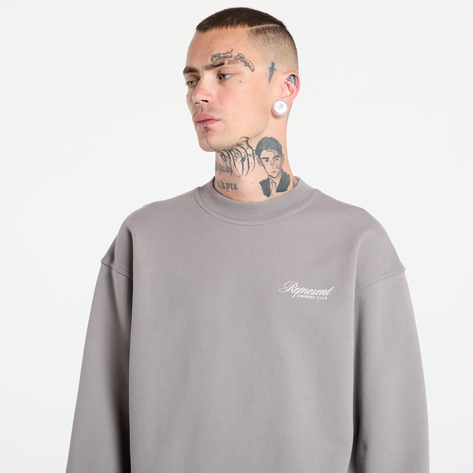 Džemperiai su gobtuvais ir džemperiai REPRESENT Owners Club Script Sweater Slate