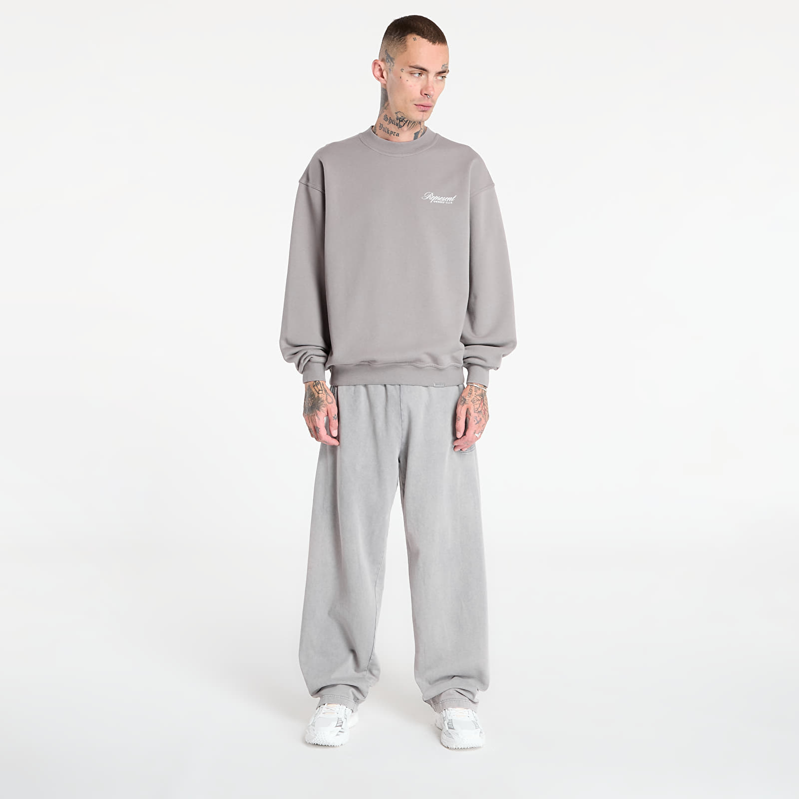 Džemperiai su gobtuvais ir džemperiai REPRESENT Owners Club Script Sweater Slate