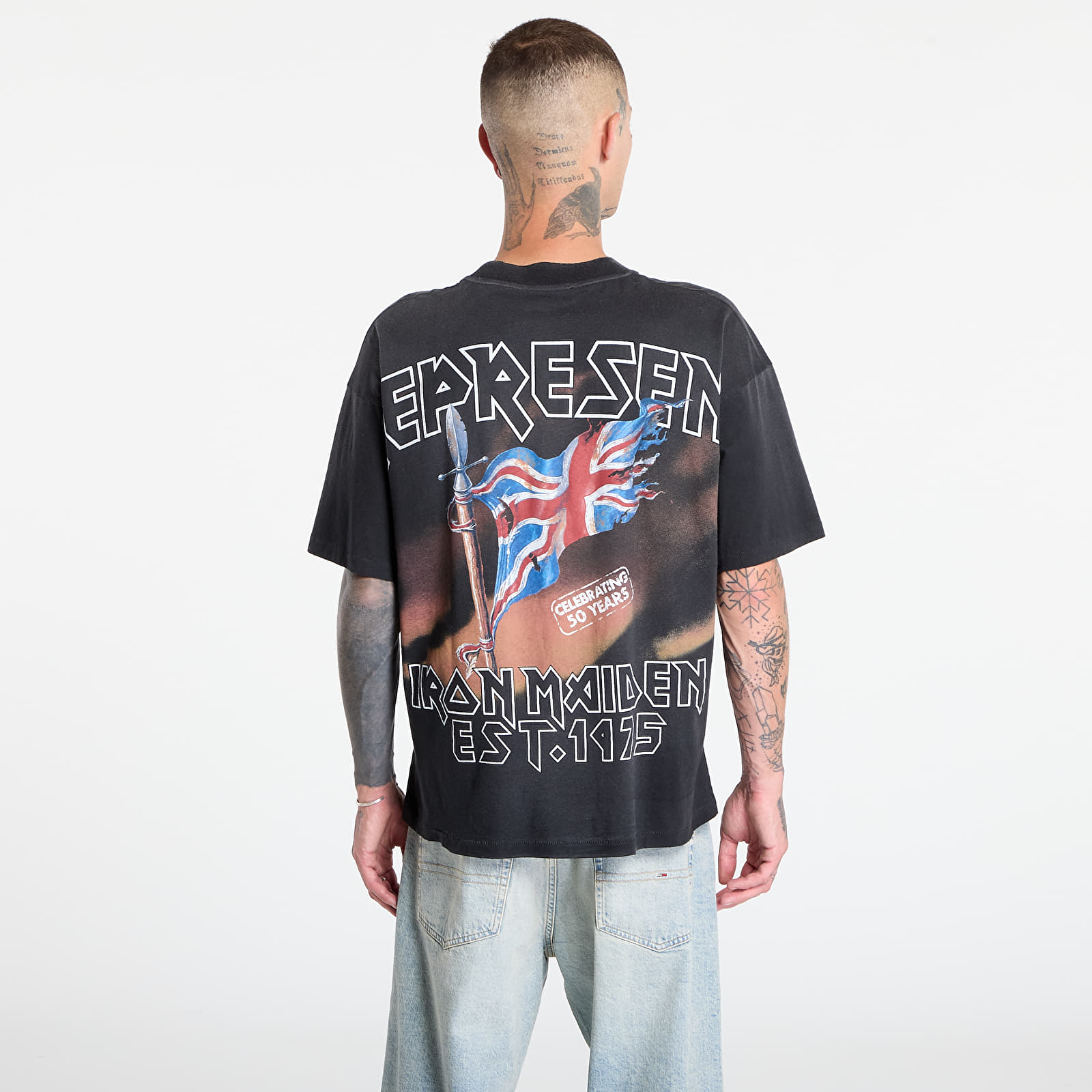 Marškinėliai REPRESENT x Iron Maiden Steed T-Shirt Stained Black