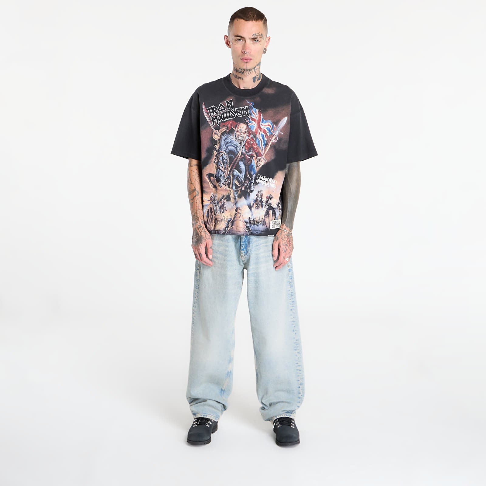 Marškinėliai REPRESENT x Iron Maiden Steed T-Shirt Stained Black