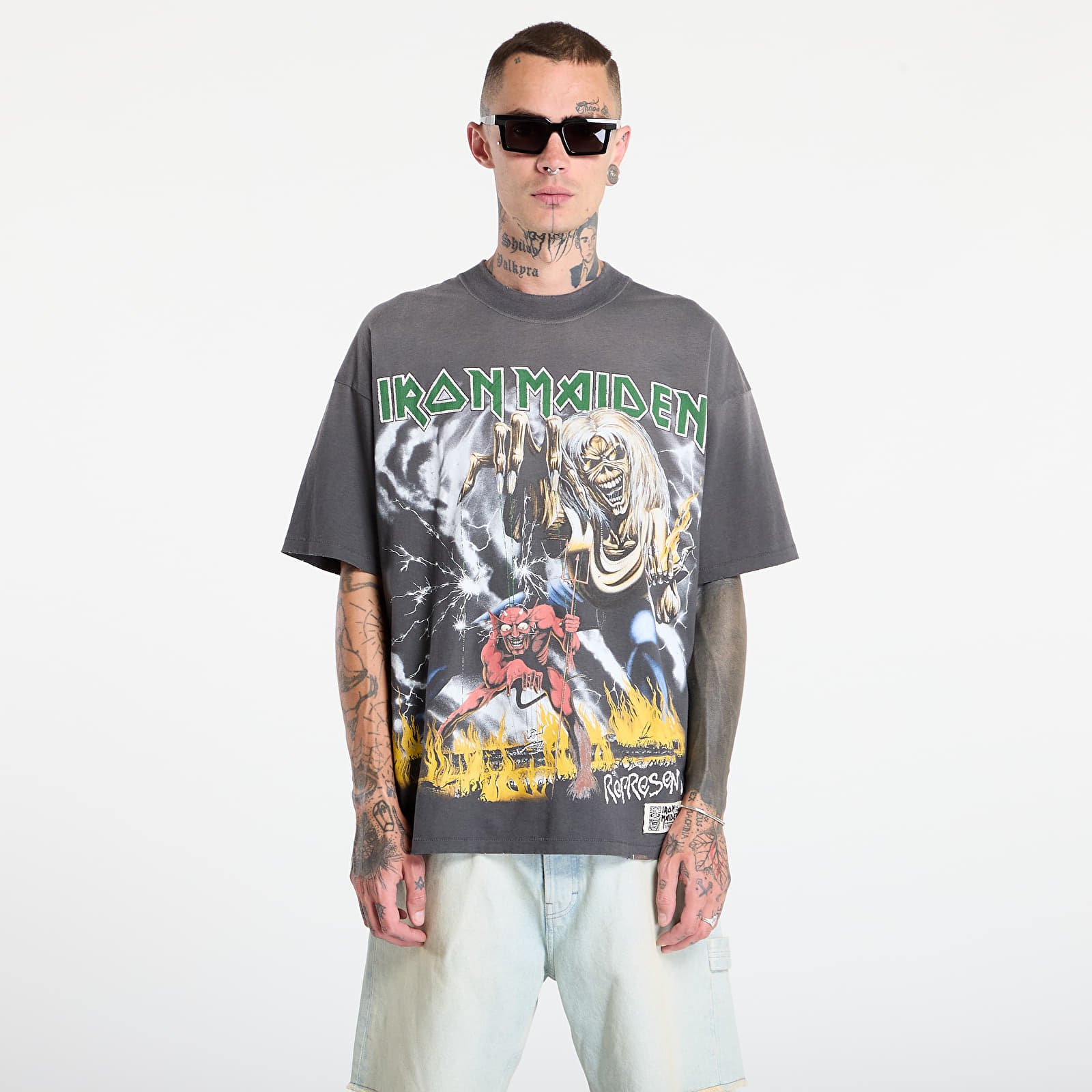 Marškinėliai REPRESENT x Iron Maiden Number Of Beast T-Shirt Sunfade Grey