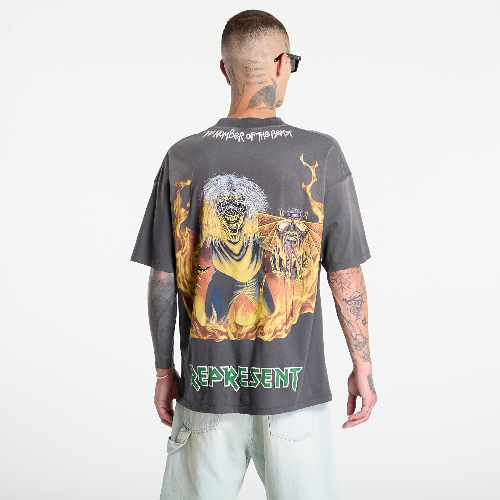 Marškinėliai REPRESENT x Iron Maiden Number Of Beast T-Shirt Sunfade Grey