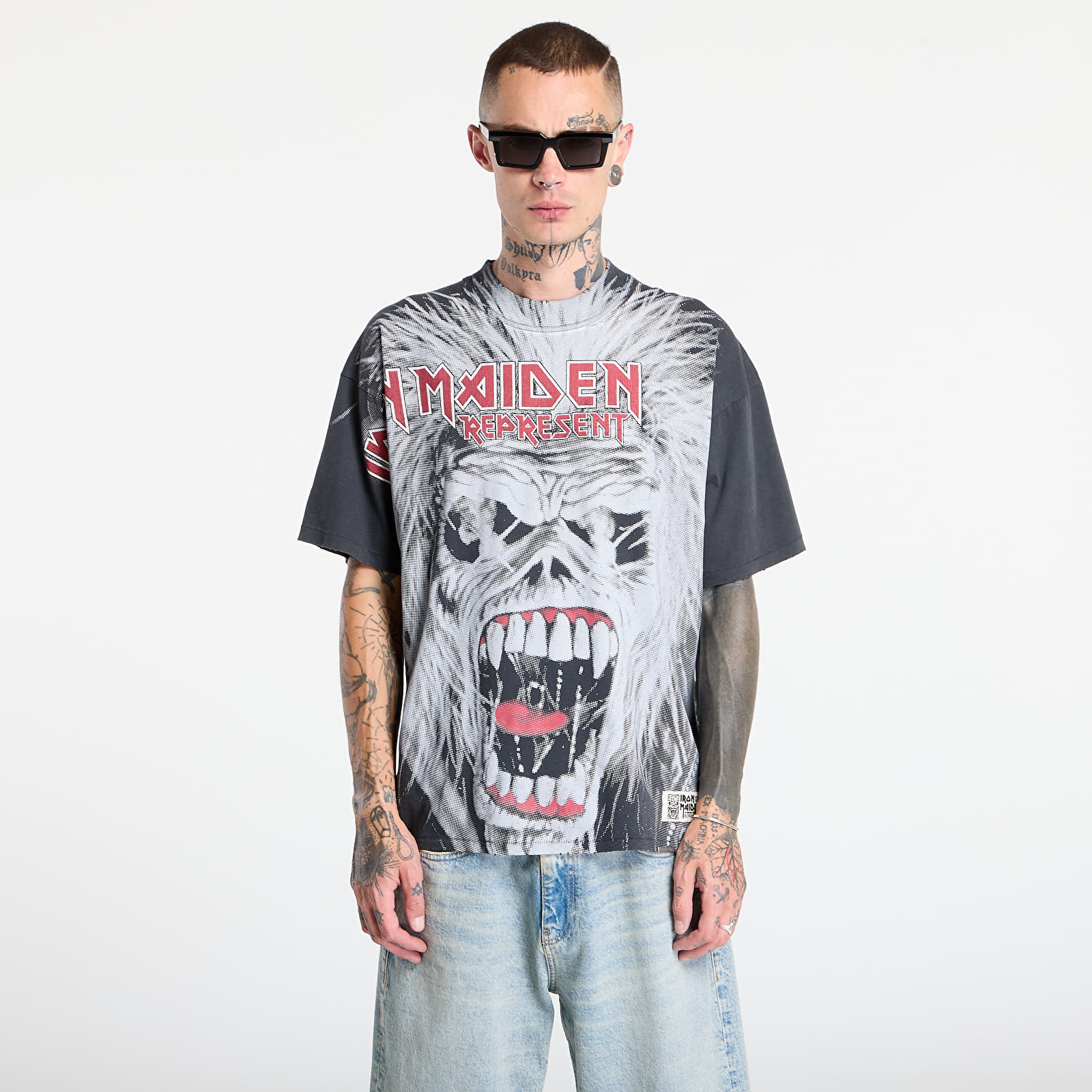 Marškinėliai REPRESENT x Iron Maiden British Metal T-Shirt Stained Black