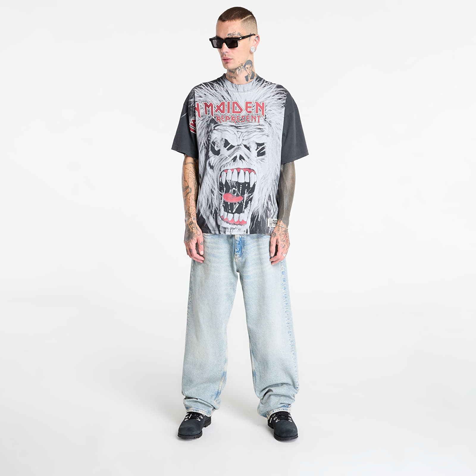 Marškinėliai REPRESENT x Iron Maiden British Metal T-Shirt Stained Black