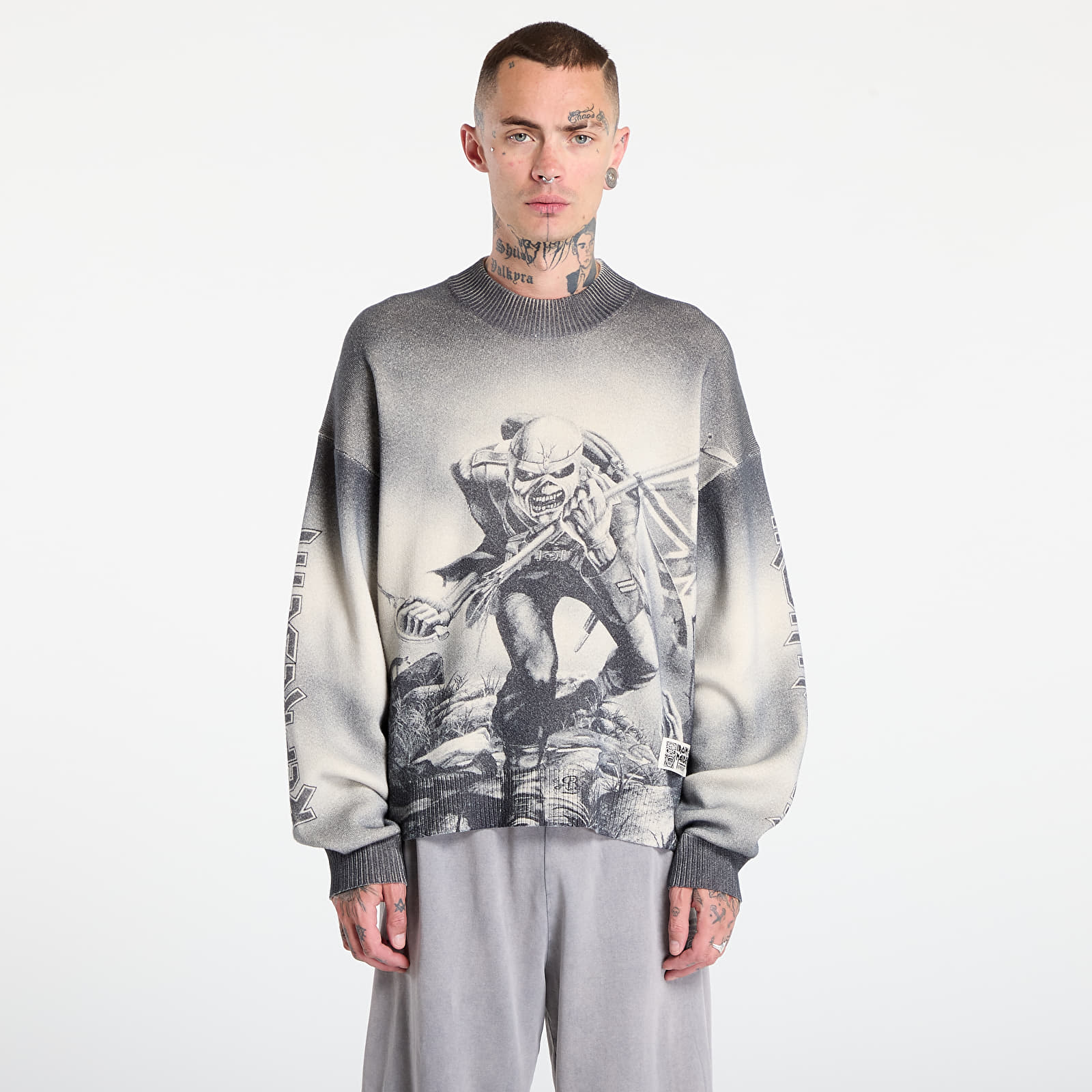 Megztiniai REPRESENT x Iron Maiden Trooper Knit Sunfade Grey