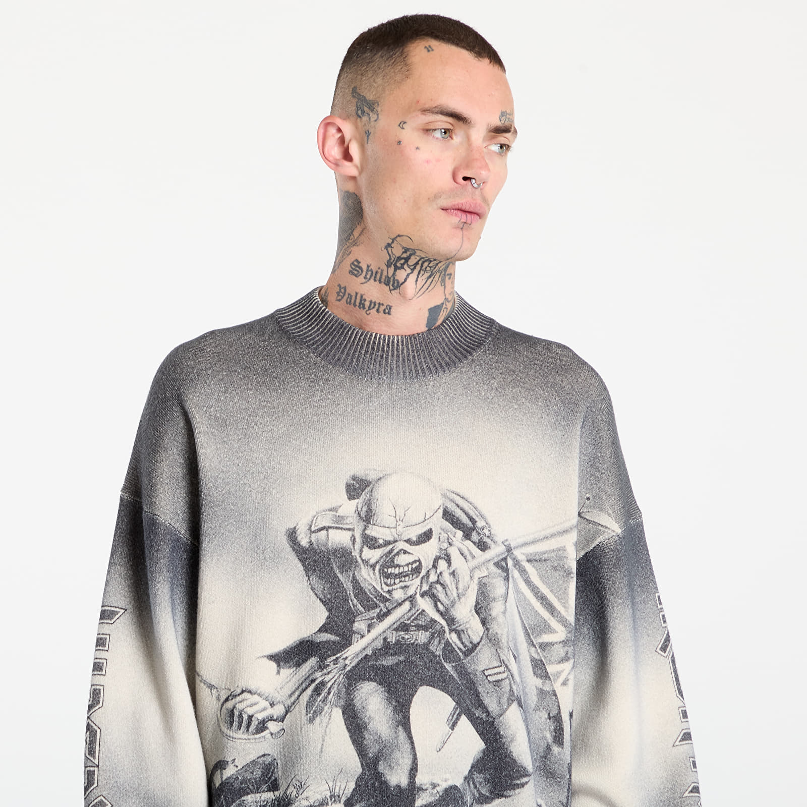 Megztiniai REPRESENT x Iron Maiden Trooper Knit Sunfade Grey