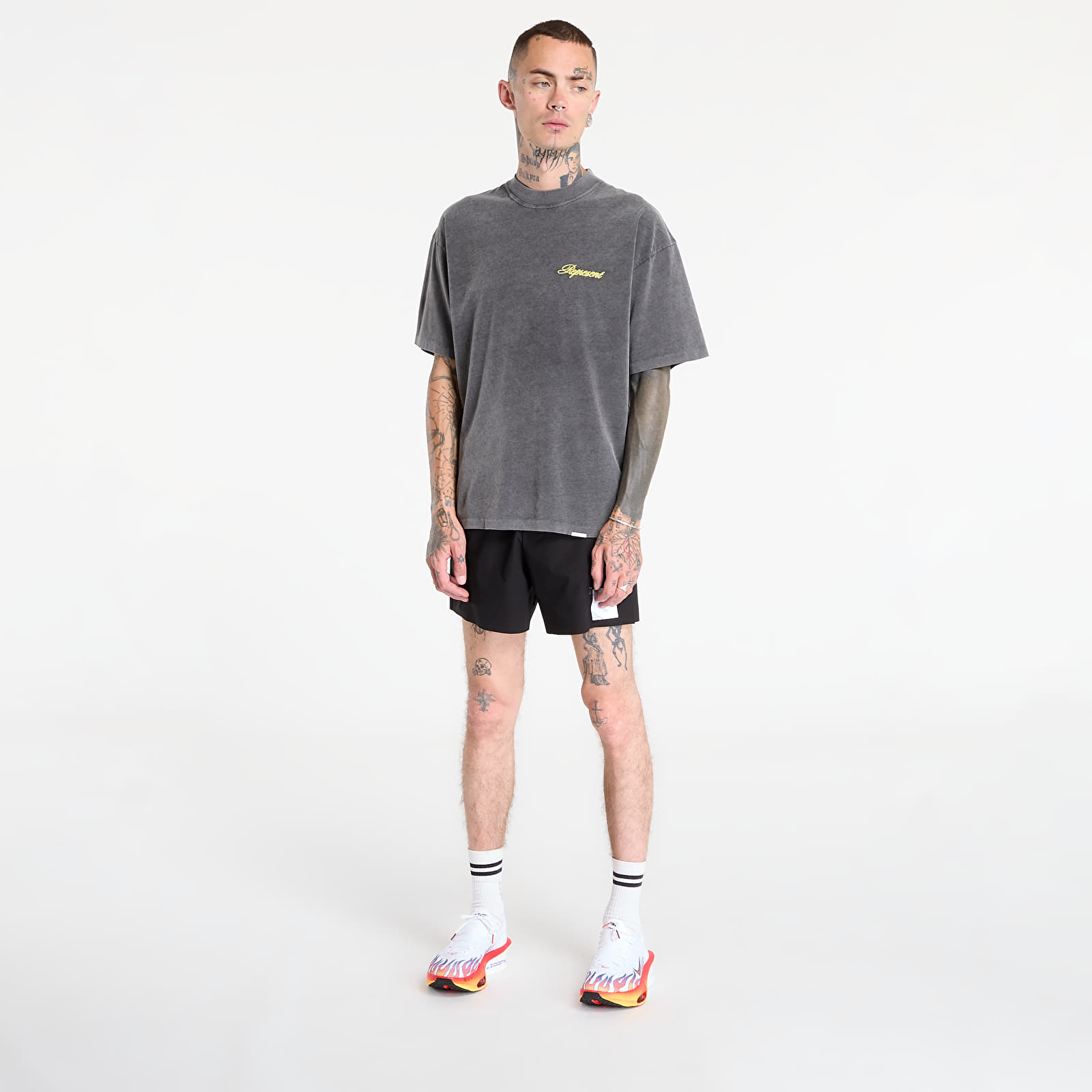 Marškinėliai REPRESENT Script Logo T-Shirt Vintage Grey