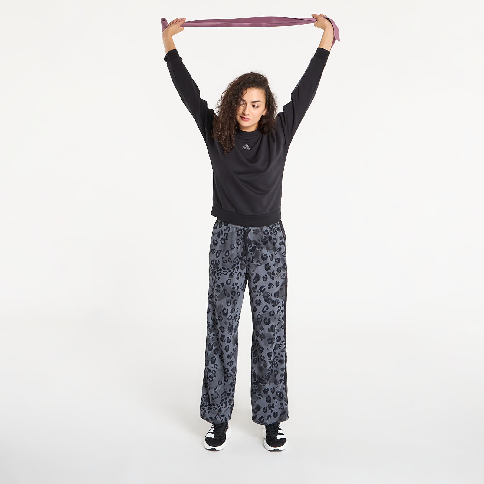 Felpe con cappuccio donna adidas W Animal Print French Terry 3 Stripes Sweatshirt Black/ Multicolor