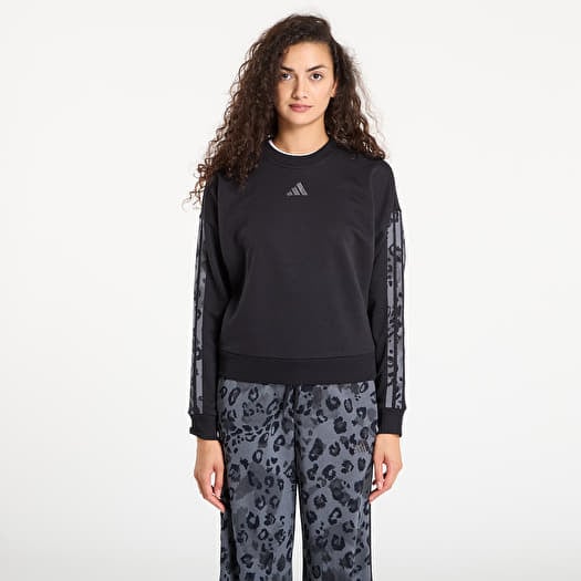 adidas W Animal Print French Terry 3 Stripes Sweatshirt Black/ Multicolor