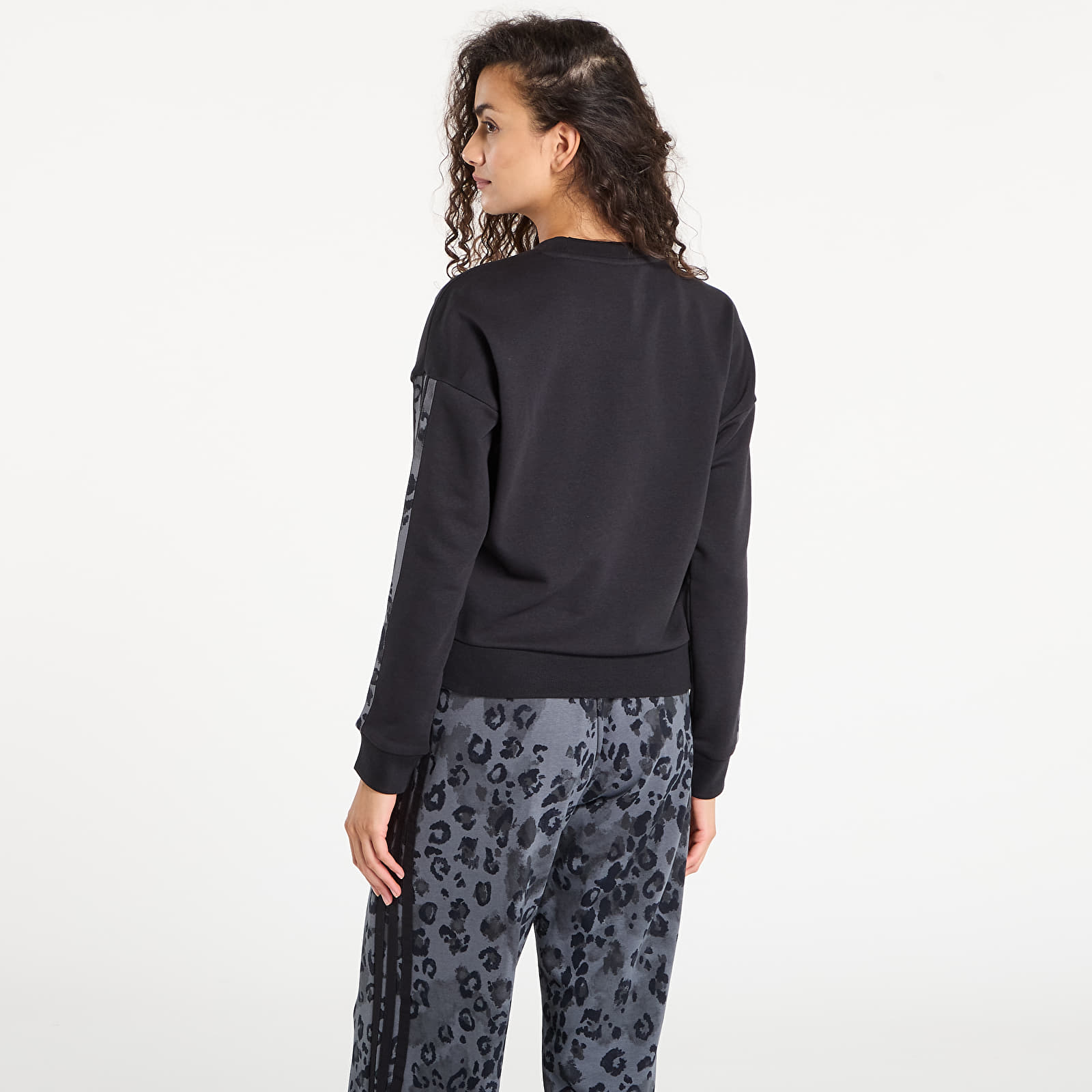Felpe con cappuccio donna adidas W Animal Print French Terry 3 Stripes Sweatshirt Black/ Multicolor