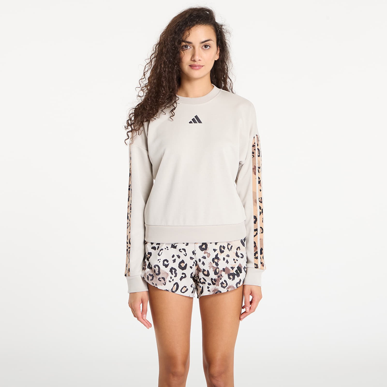 Collegepaita adidas W Animal Print French Terry 3 Stripes Sweatshirt Wonder Aluminium/ Multicolor M