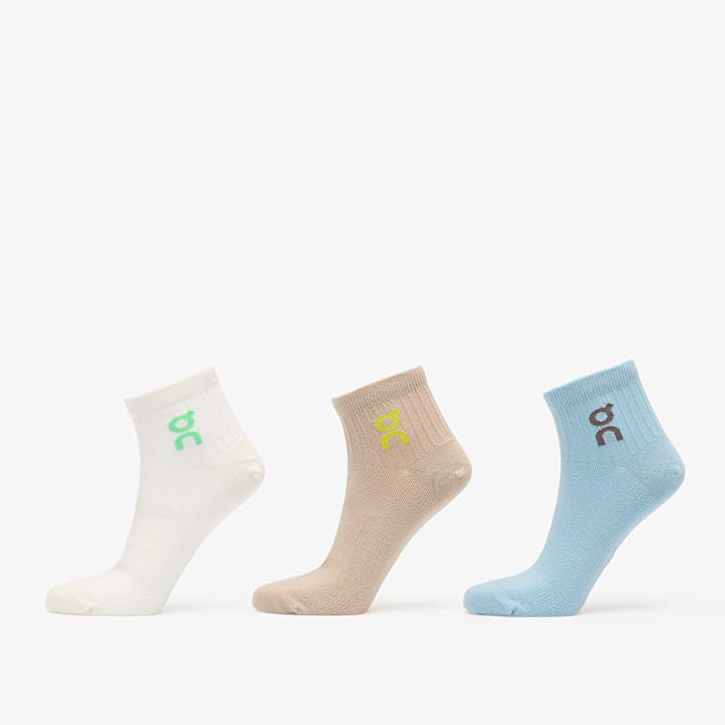 On Logo Sock Mid 3-Pack Desert/ Wash