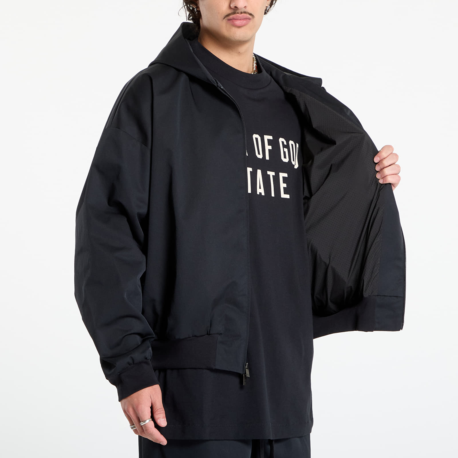 Jakker Fear of God Essentials Poly Cotton Twill Hoodie Jet Black